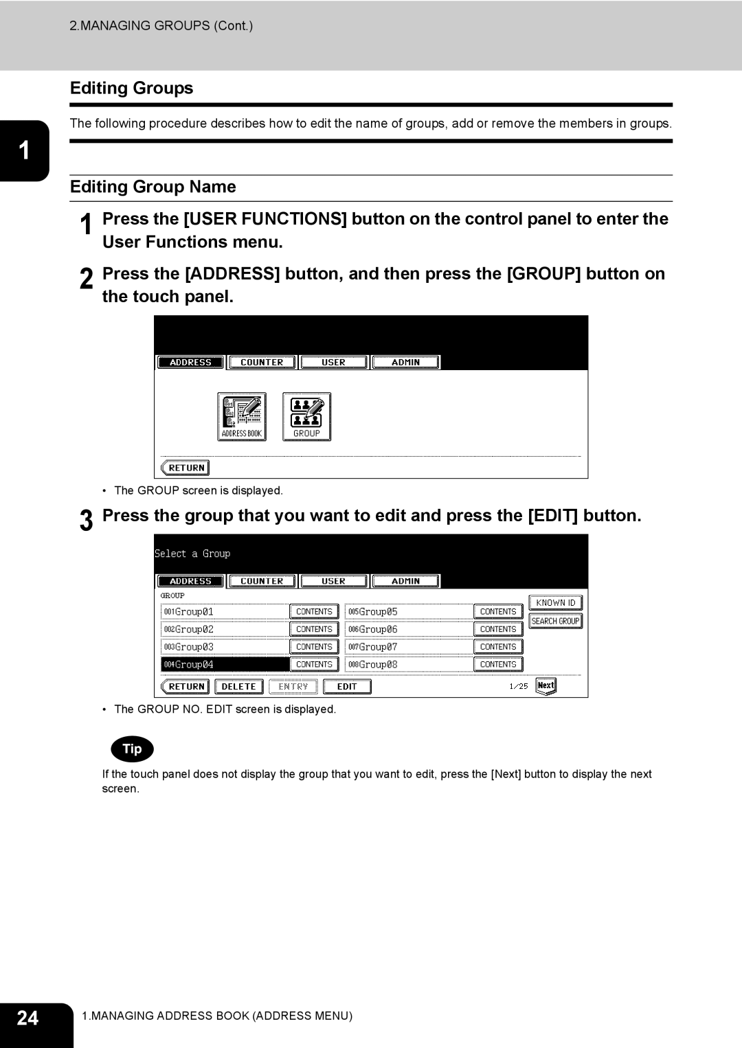 Toshiba E-STUDIO520 manual Editing Groups 