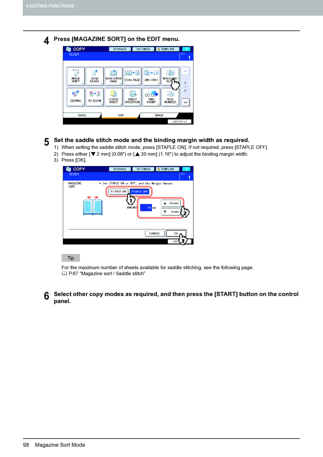 Toshiba E-STUDIO555 manual Magazine Sort Mode 