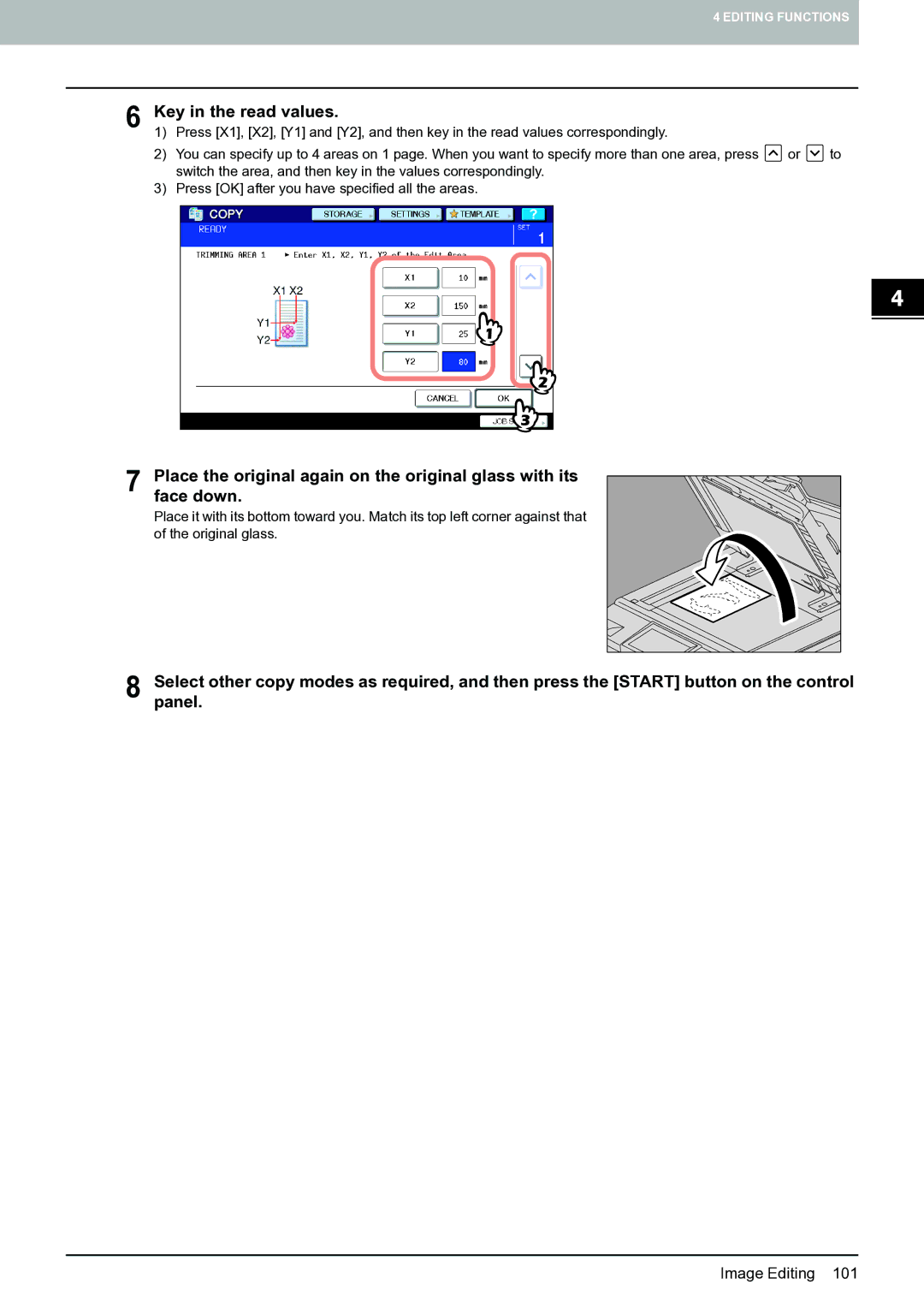 Toshiba E-STUDIO555 manual Key in the read values 