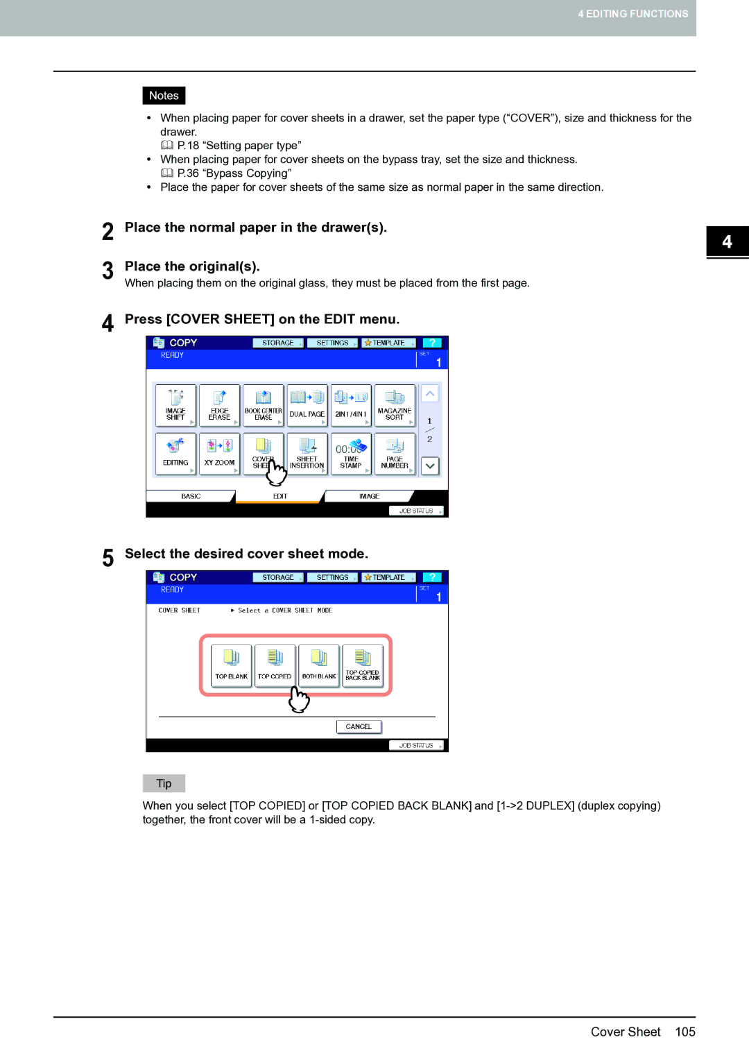 Toshiba E-STUDIO555 manual Place the normal paper in the drawers 