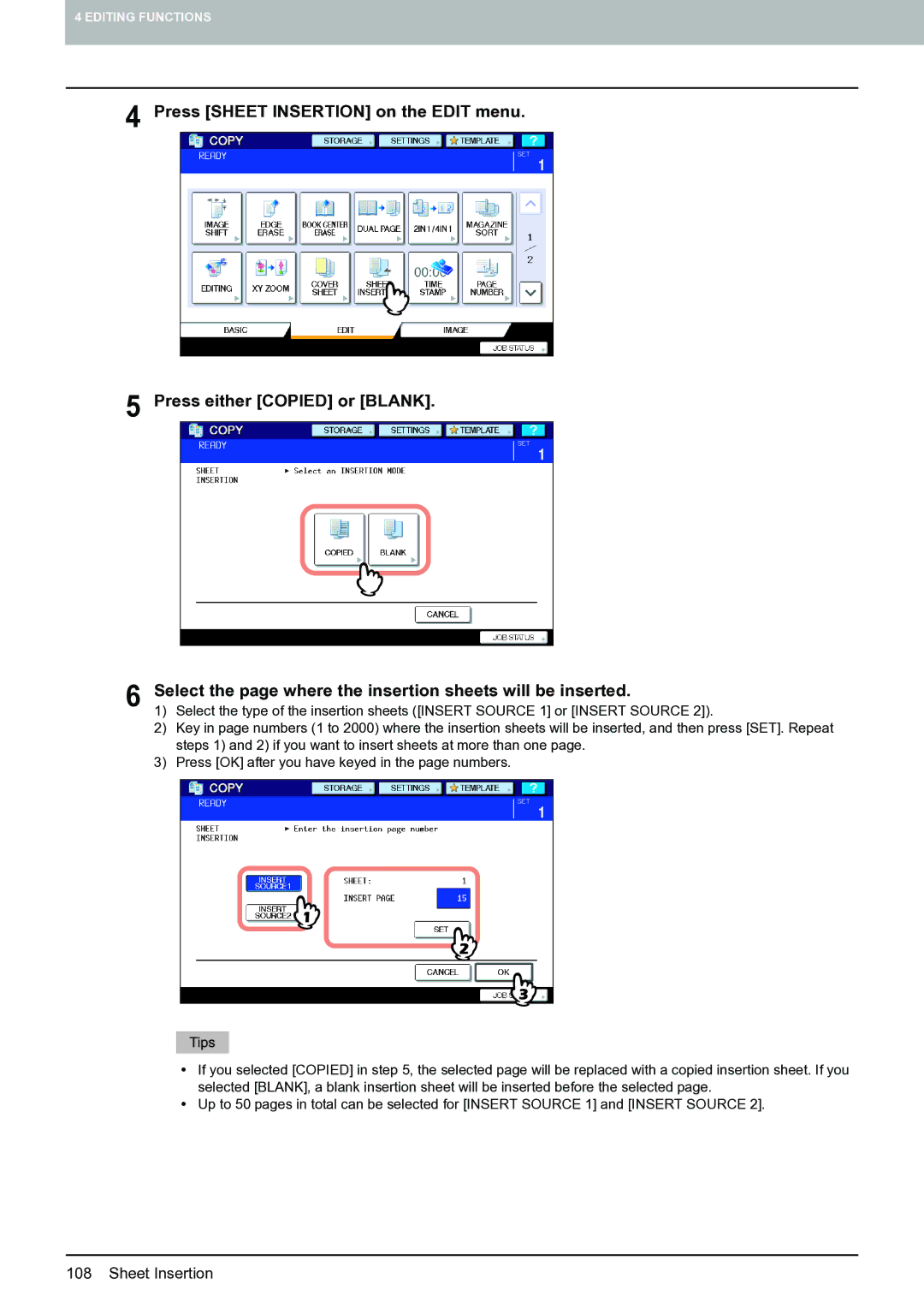 Toshiba E-STUDIO555 manual Sheet Insertion 