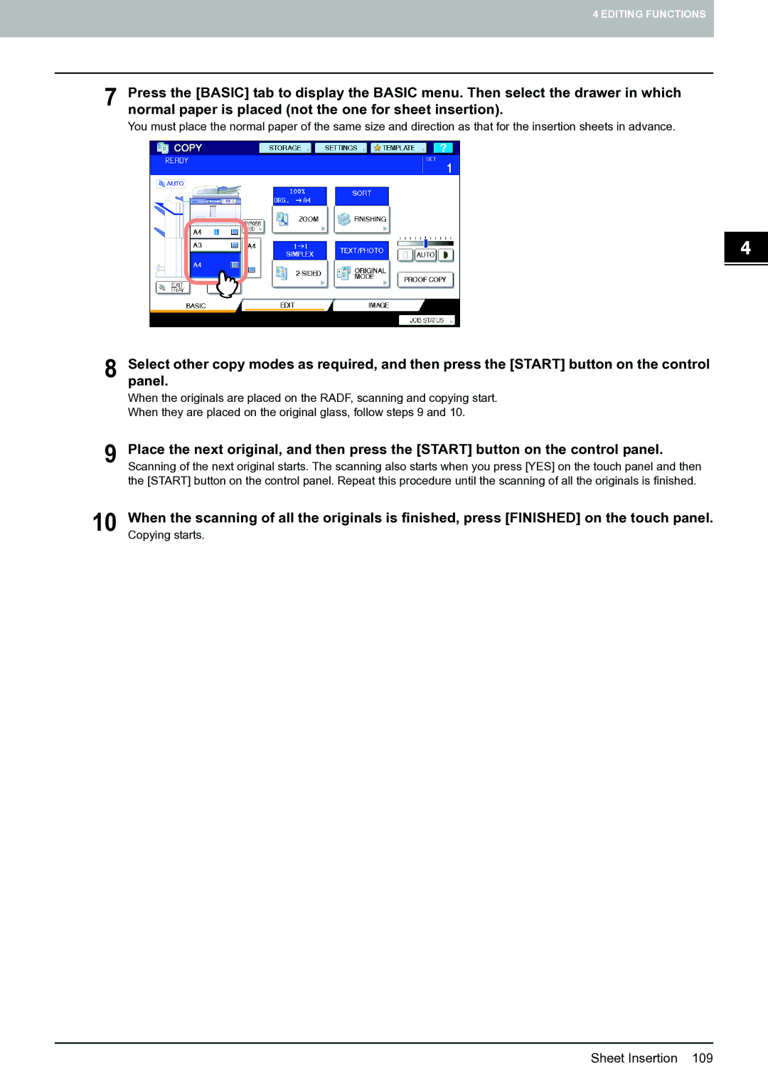 Toshiba E-STUDIO555 manual Copying starts 