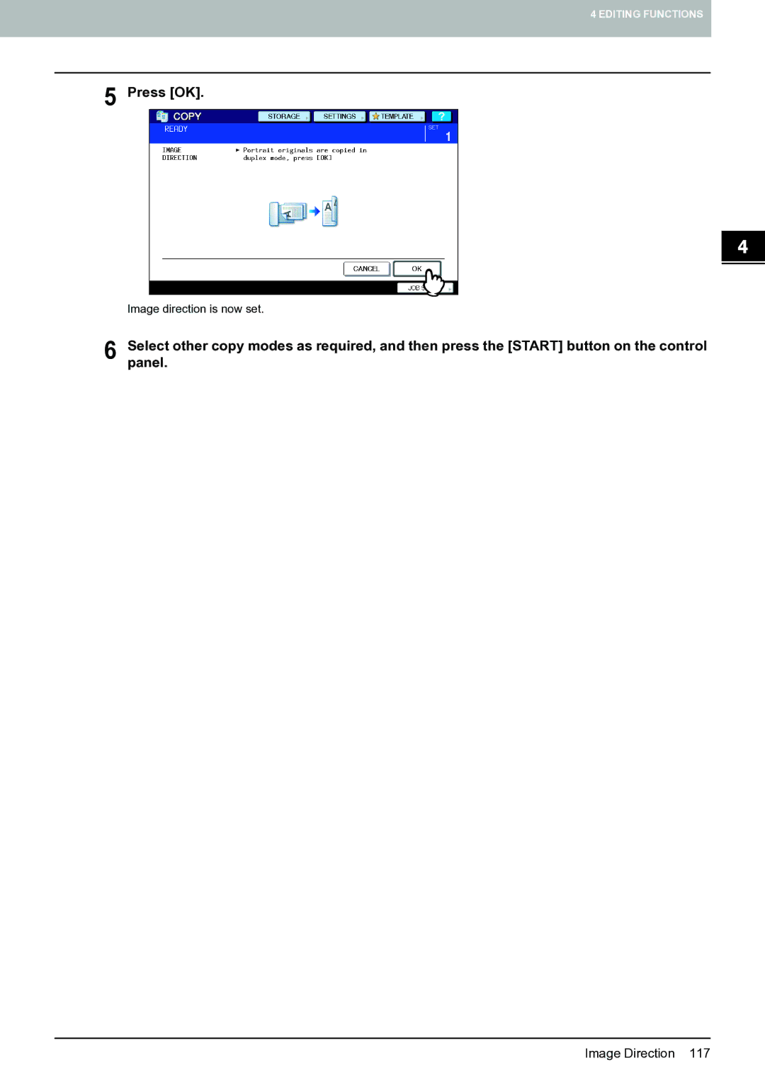 Toshiba E-STUDIO555 manual Image direction is now set 