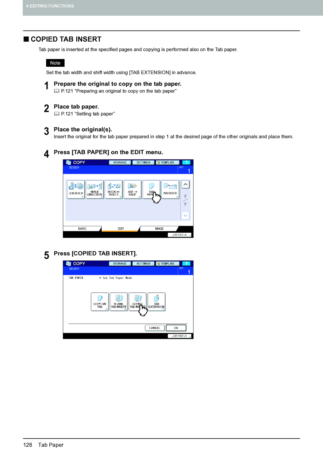 Toshiba E-STUDIO555 manual Prepare the original to copy on the tab paper 