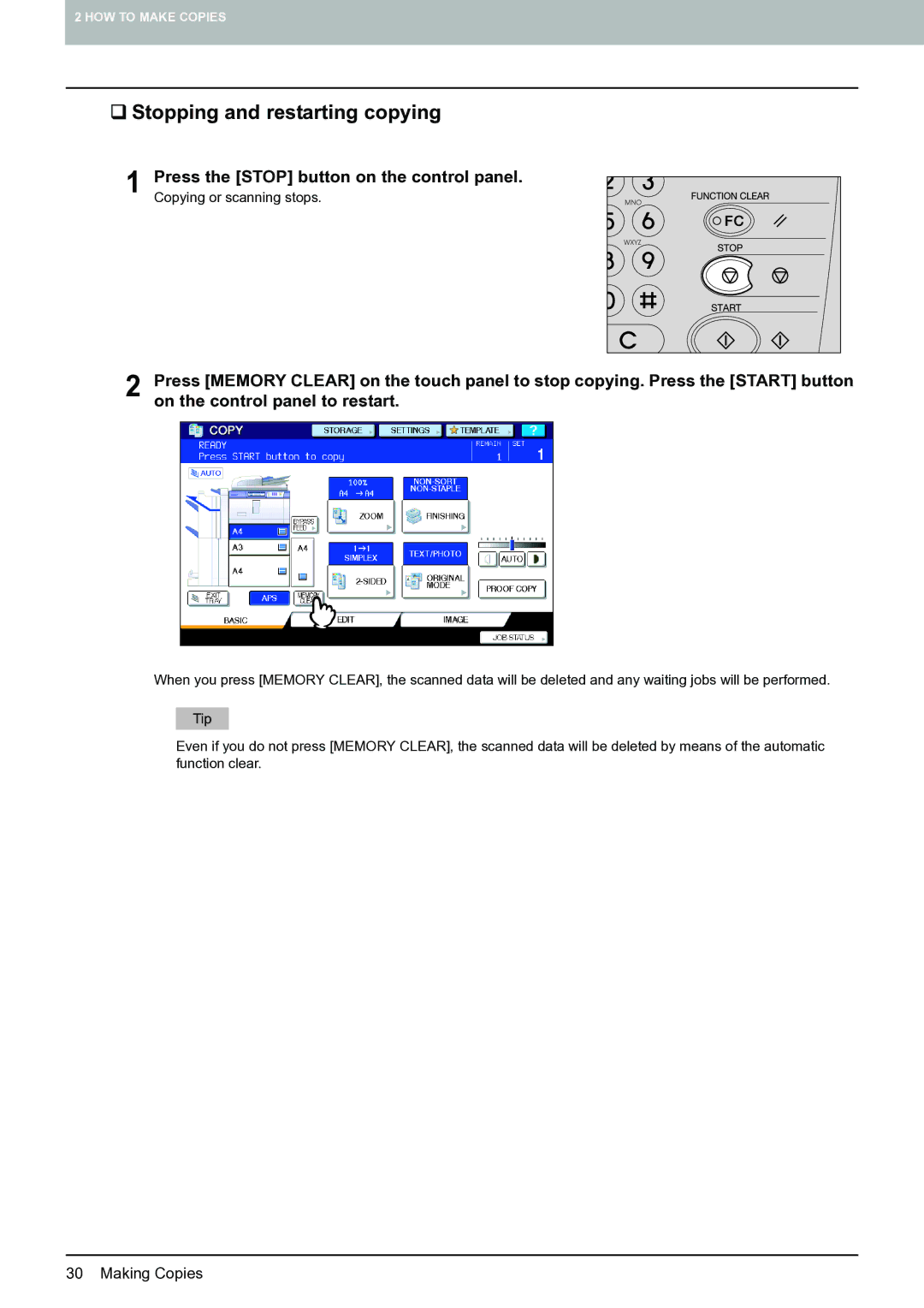 Toshiba E-STUDIO555 manual ‰ Stopping and restarting copying 