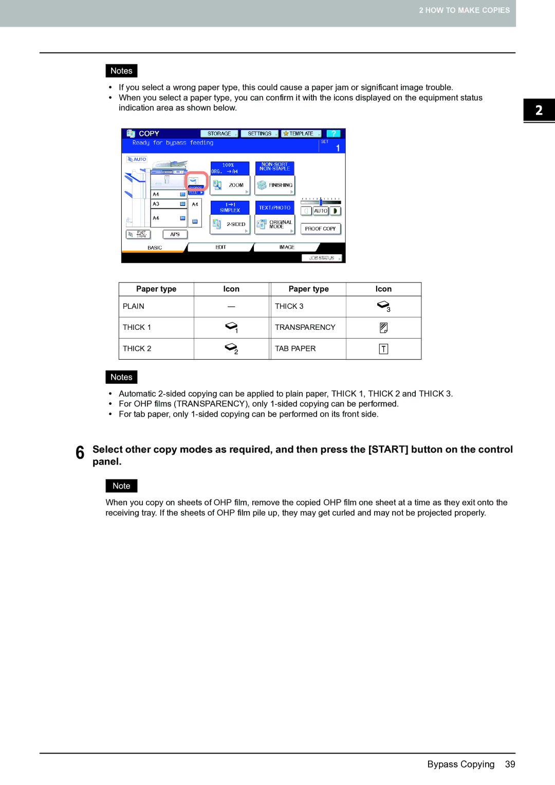 Toshiba E-STUDIO555 manual Plain Thick 