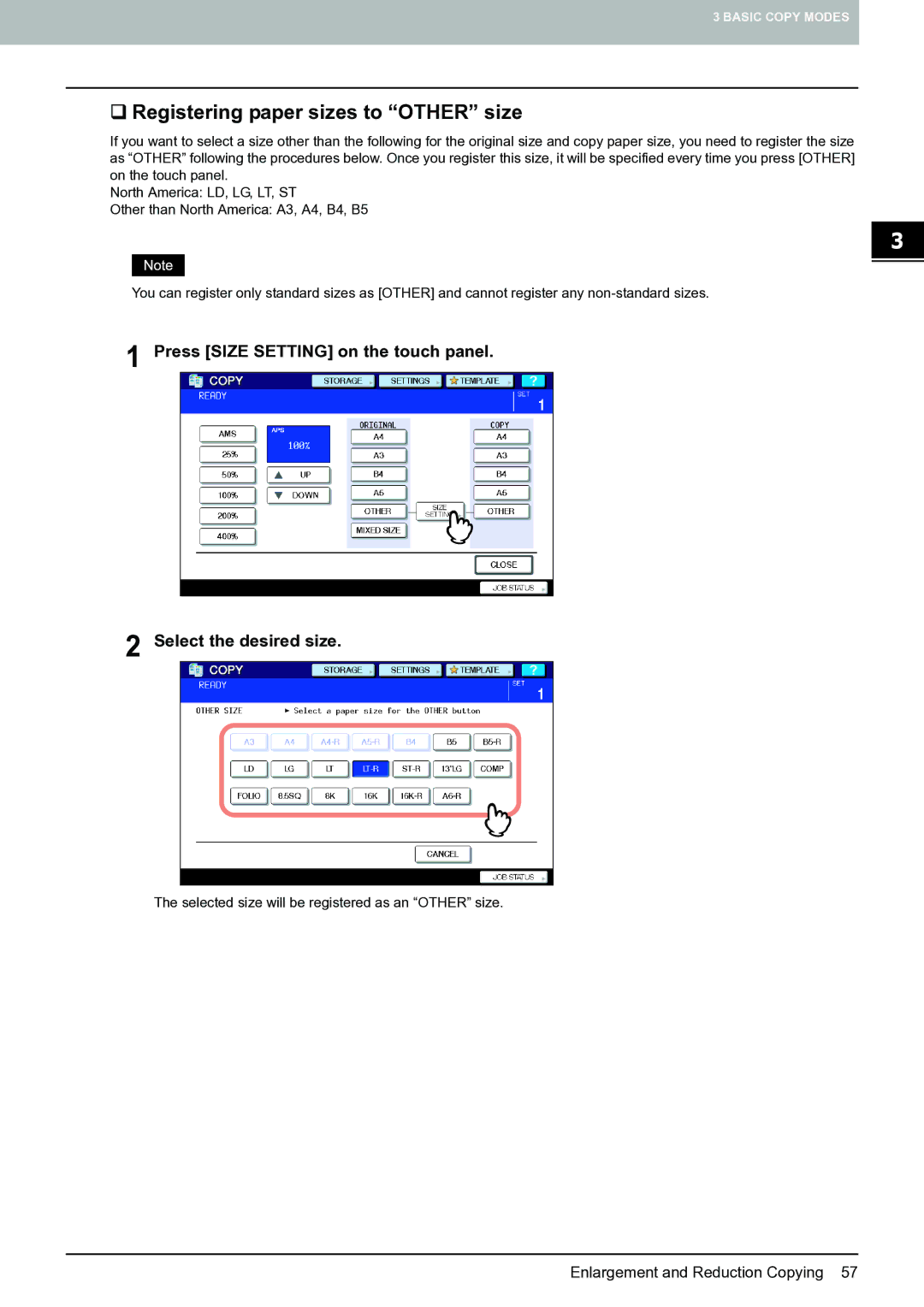 Toshiba E-STUDIO555 manual ‰ Registering paper sizes to Other size 