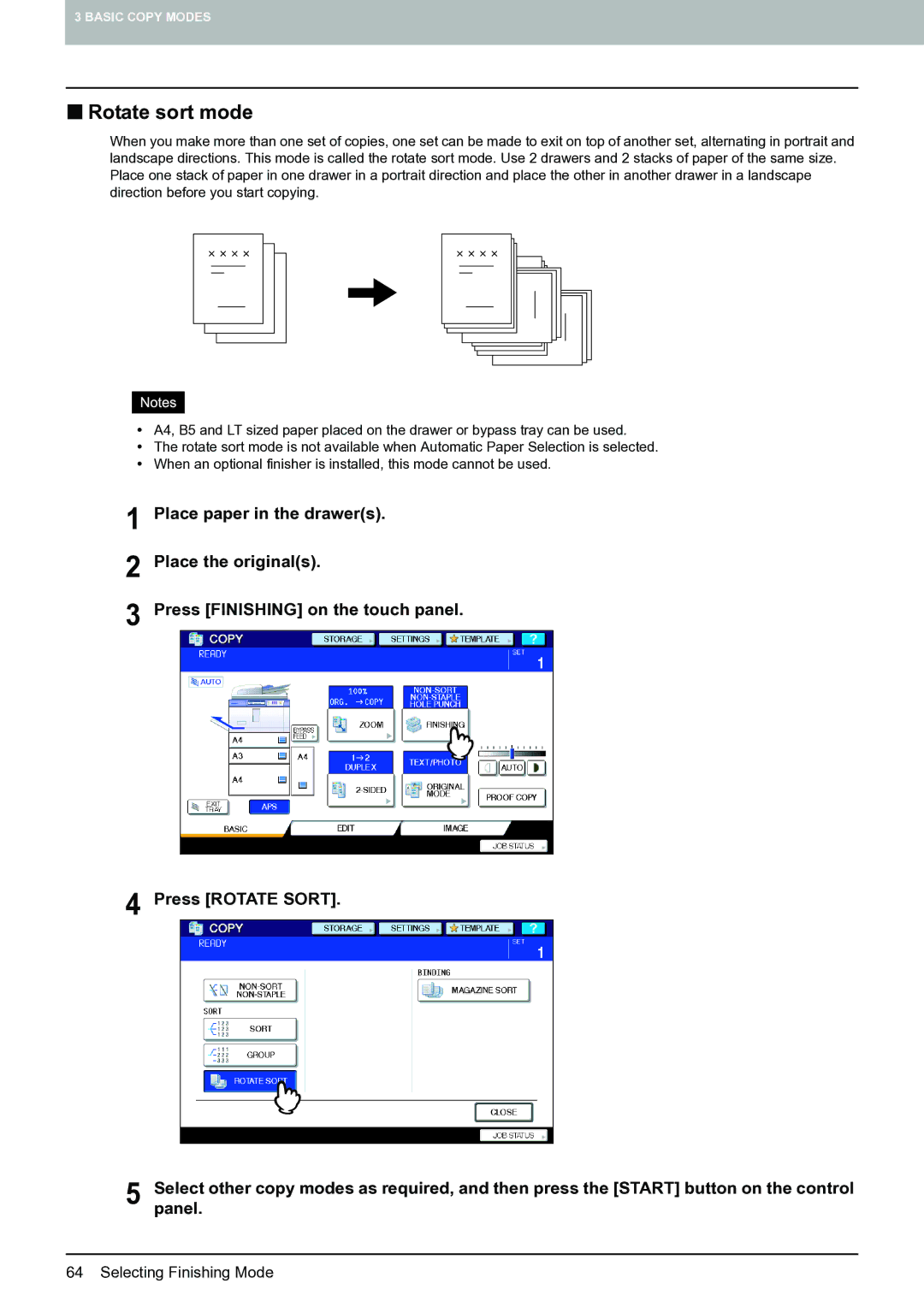 Toshiba E-STUDIO555 manual „ Rotate sort mode 