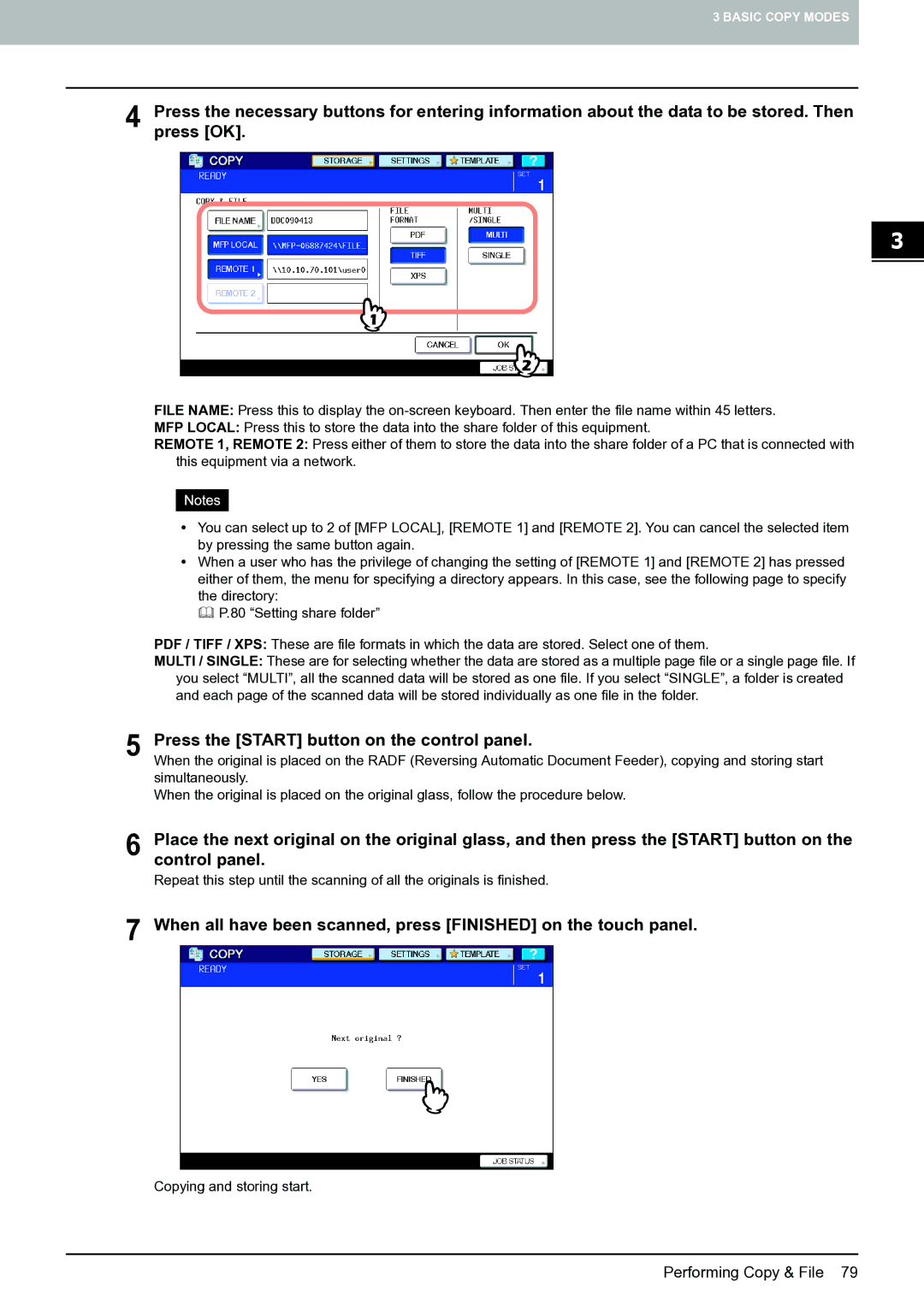 Toshiba E-STUDIO555 manual Press OK, Press the Start button on the control panel 