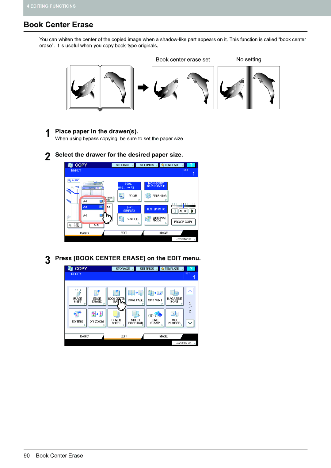 Toshiba E-STUDIO555 manual Book Center Erase 