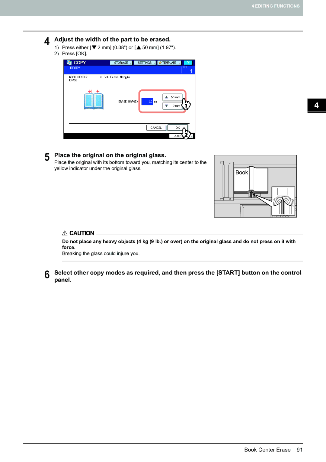 Toshiba E-STUDIO555 manual Press either 2 mm 0.08 or 50 mm Press OK 