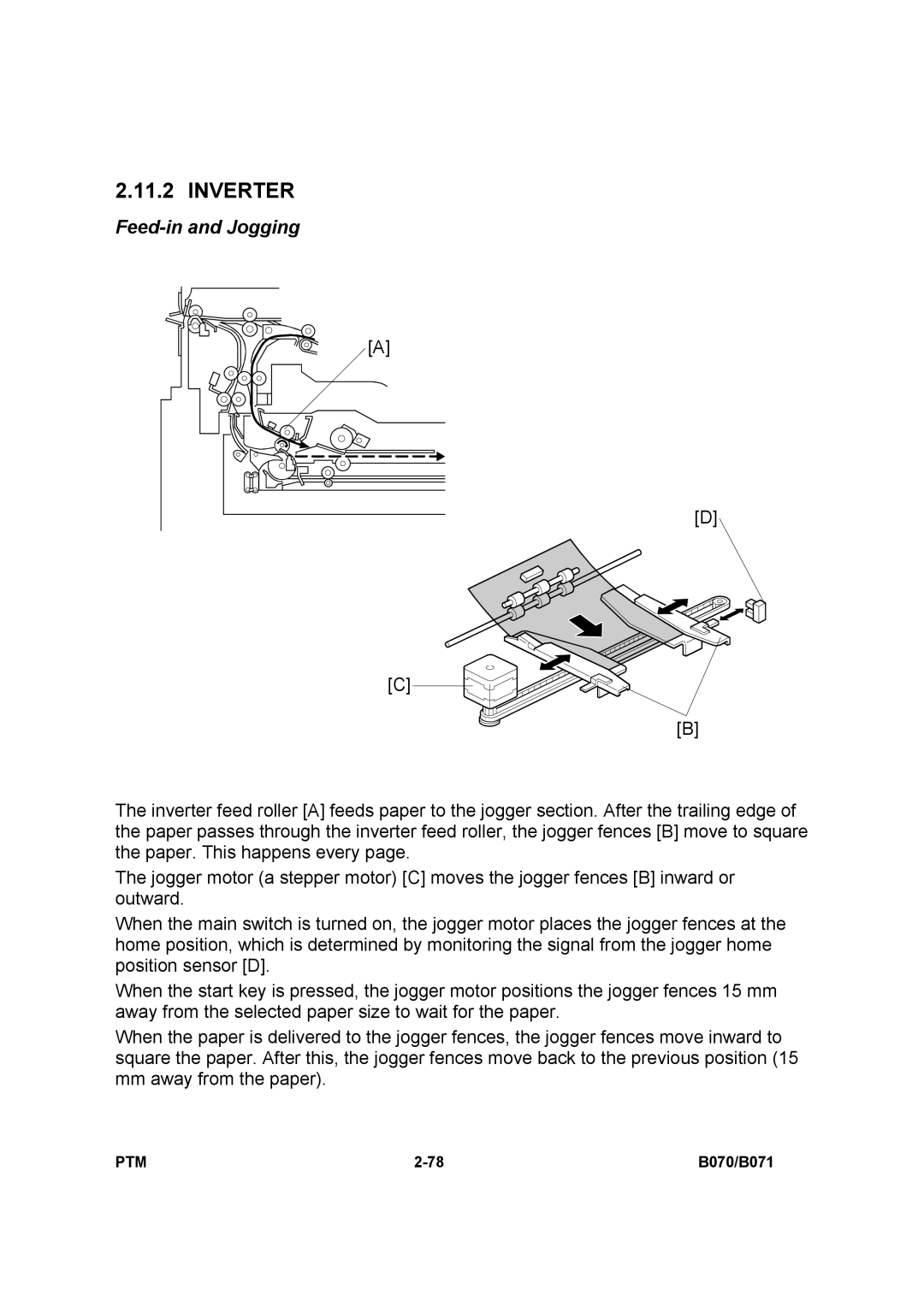 Toshiba E-STUDIO900 manual Inverter, Feed-in and Jogging 