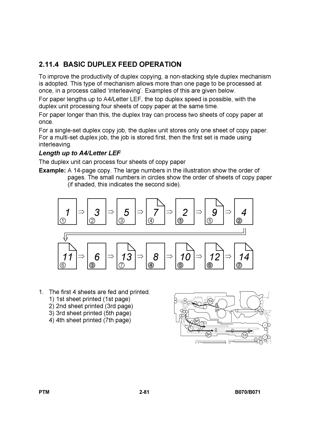 Toshiba E-STUDIO900 manual Basic Duplex Feed Operation, Length up to A4/Letter LEF 