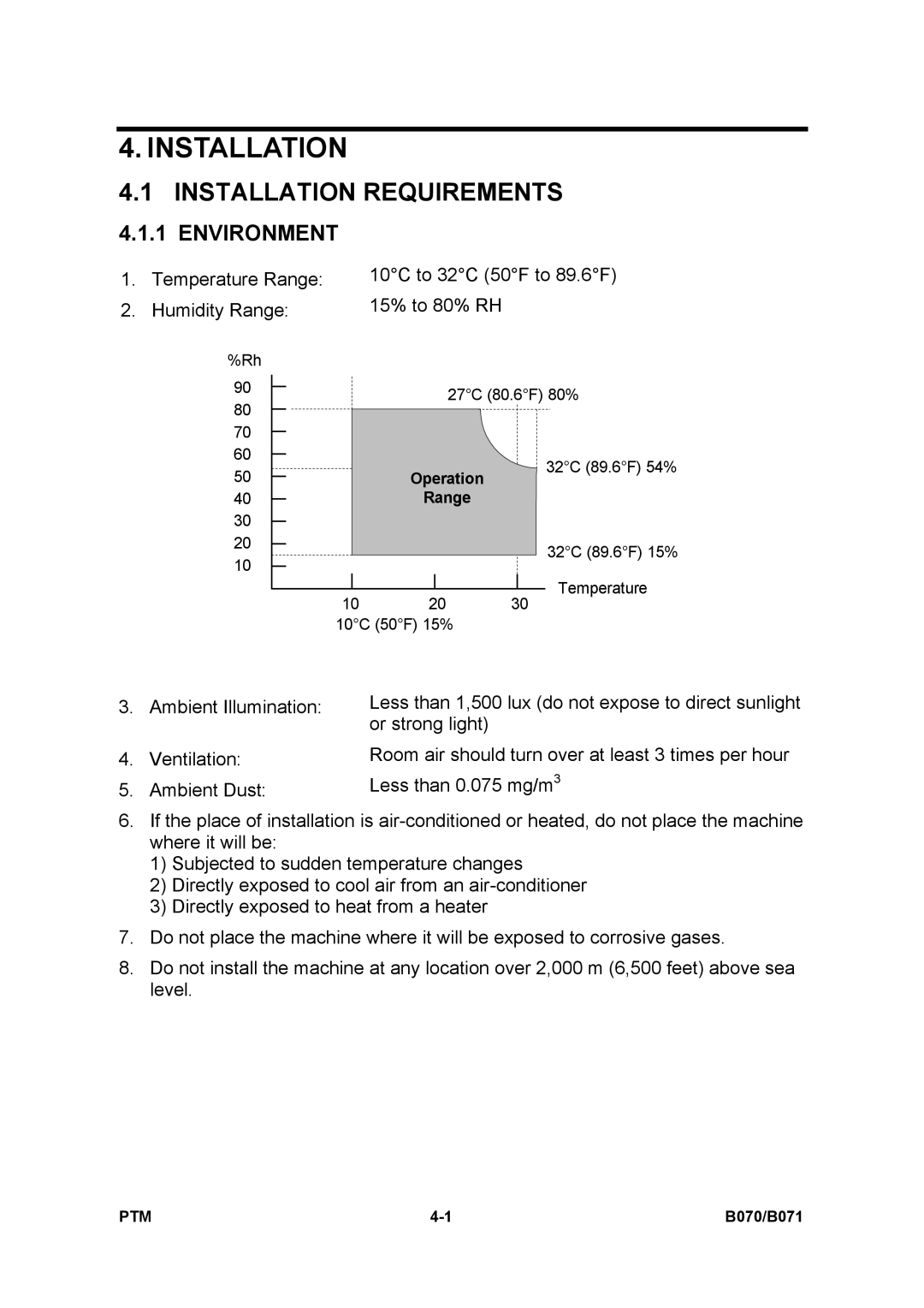 Toshiba E-STUDIO900 manual Installation Requirements, Environment 