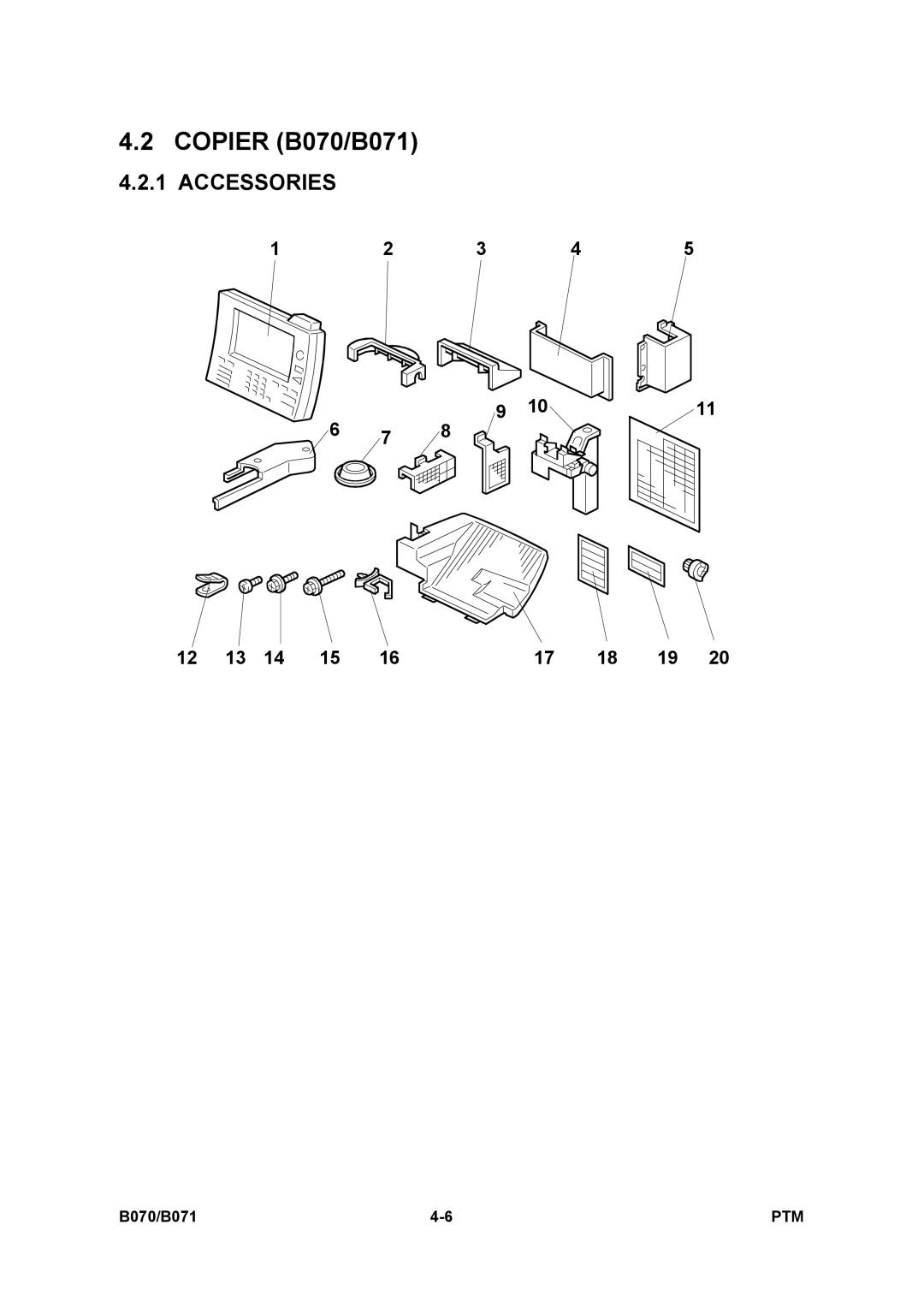 Toshiba E-STUDIO900 manual Copier B070/B071, Accessories 