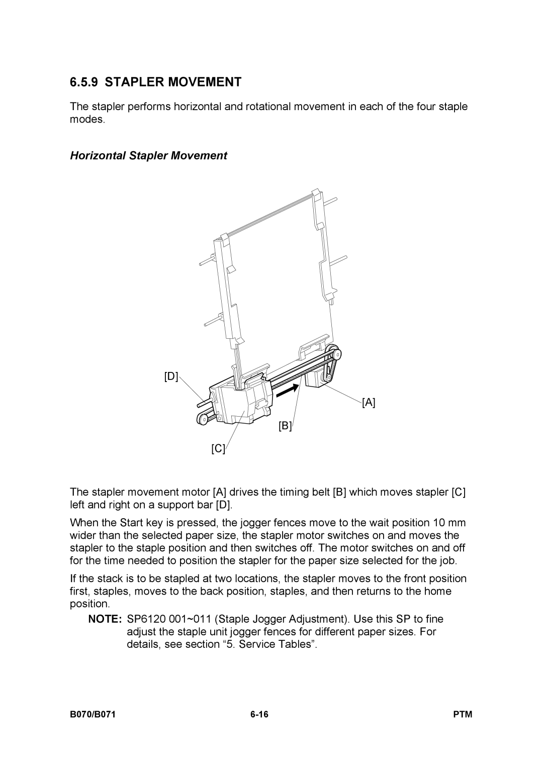 Toshiba E-STUDIO900 manual Horizontal Stapler Movement 