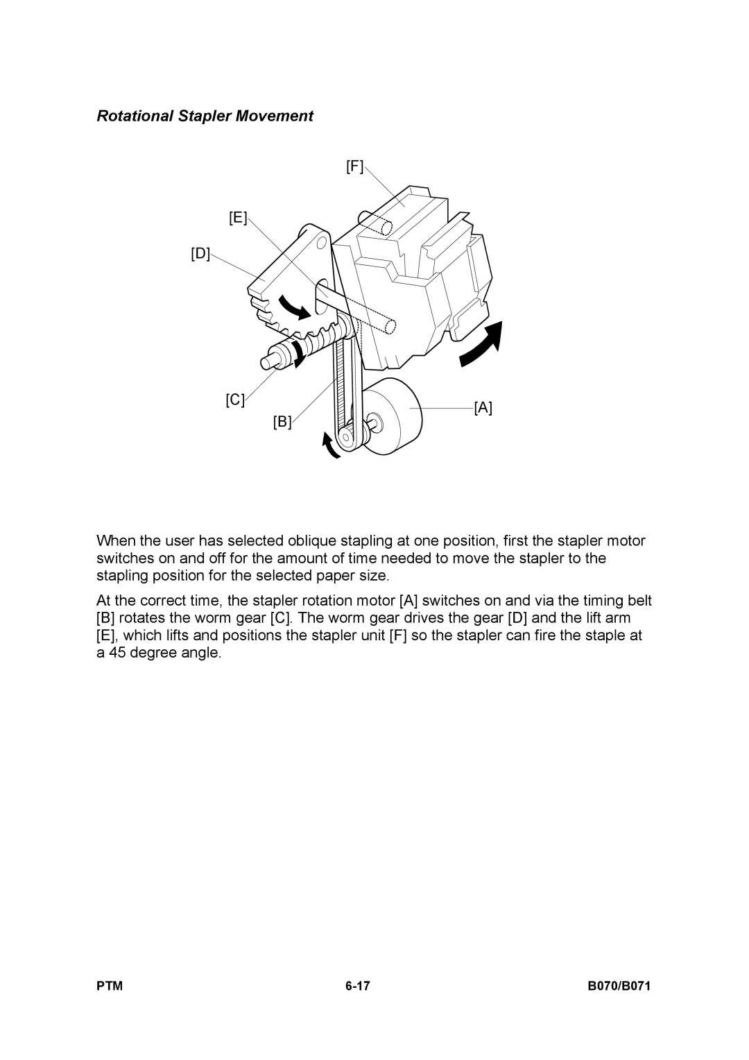 Toshiba E-STUDIO900 manual Rotational Stapler Movement 