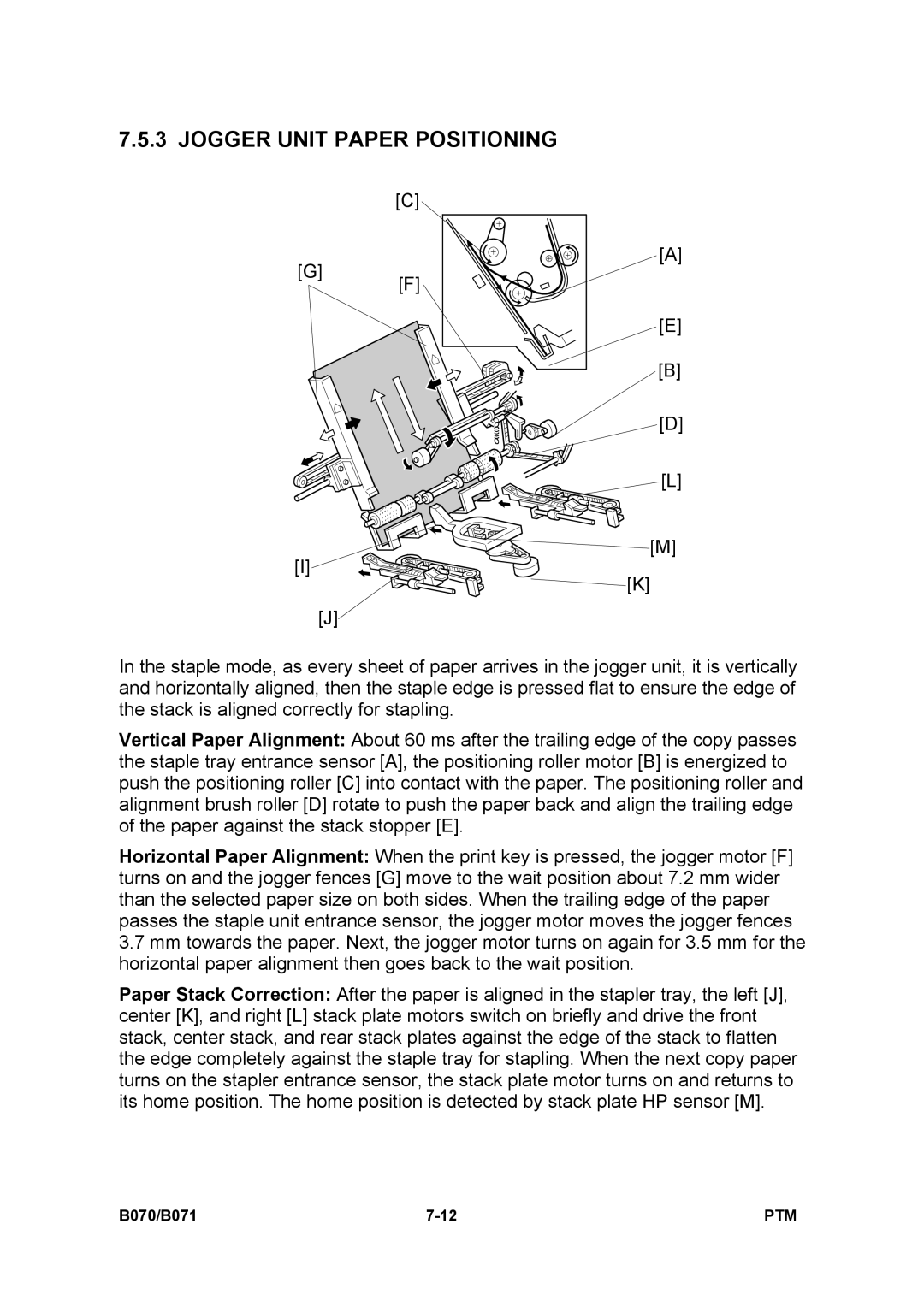 Toshiba E-STUDIO900 manual Jogger Unit Paper Positioning 