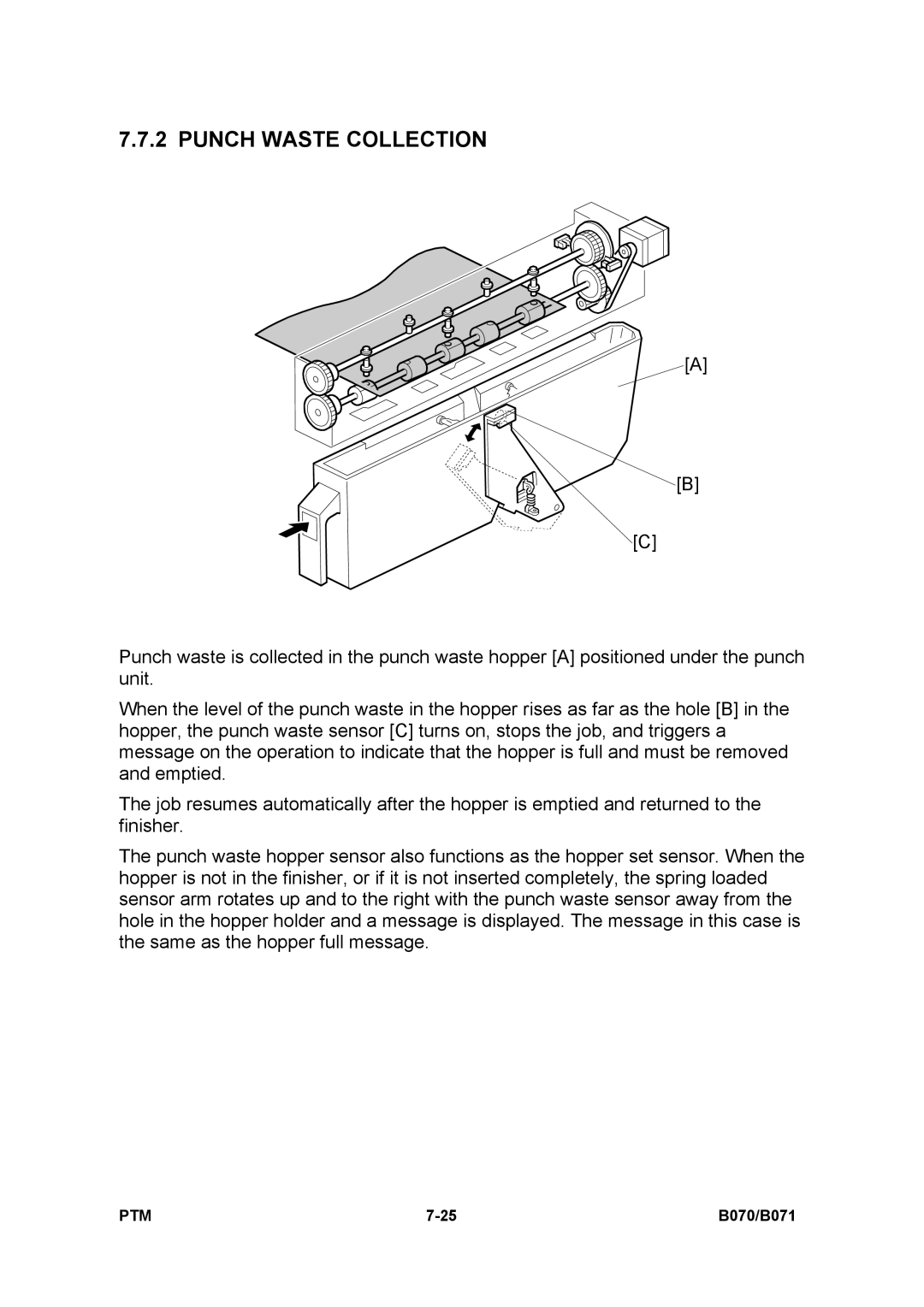 Toshiba E-STUDIO900 manual Punch Waste Collection 