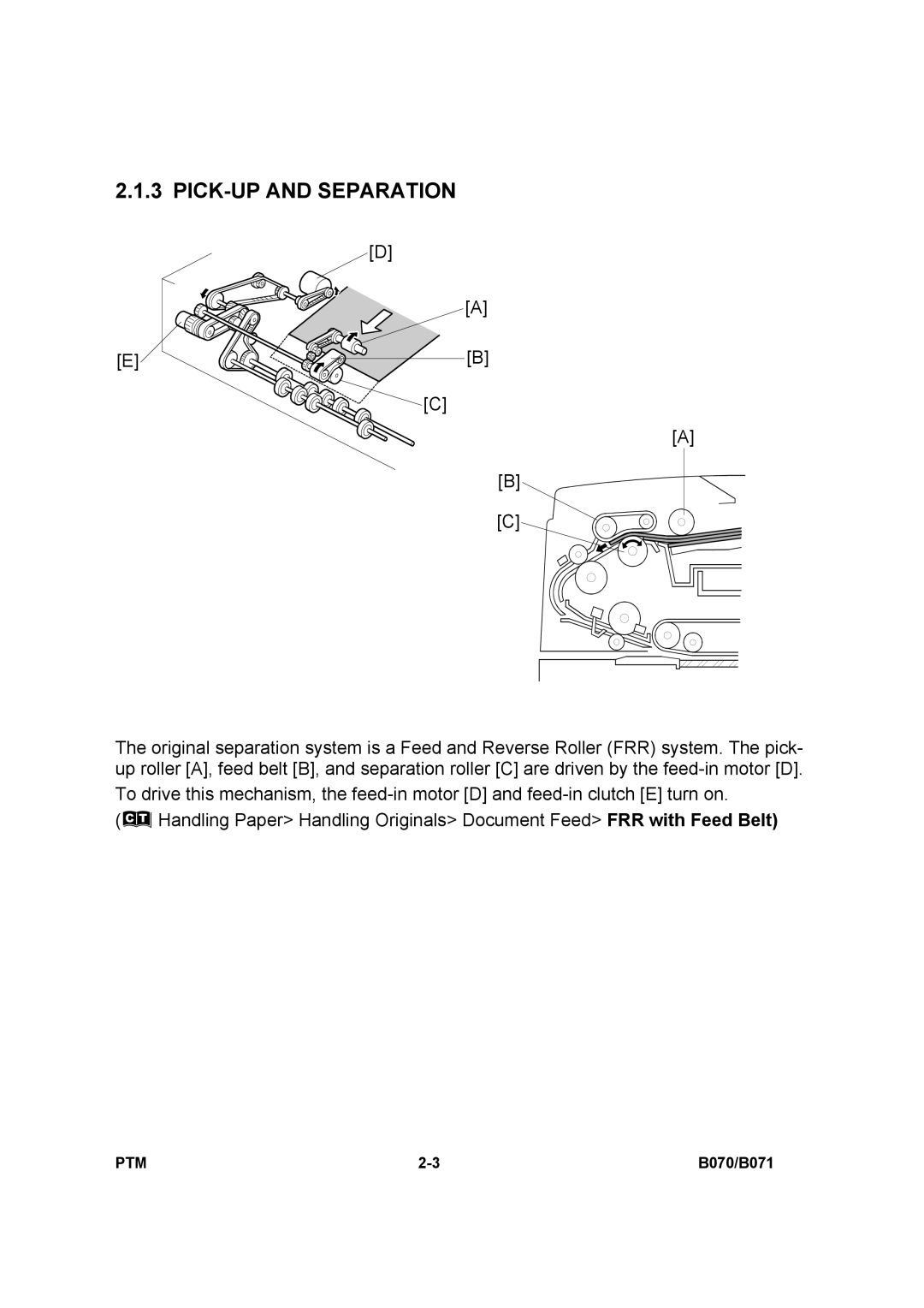 Toshiba E-STUDIO900 manual PICK-UP and Separation 