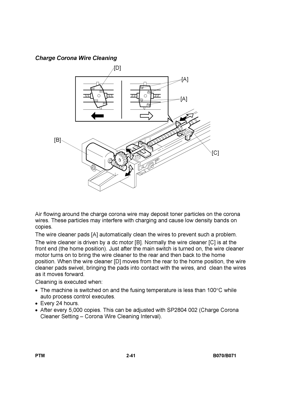 Toshiba E-STUDIO900 manual Charge Corona Wire Cleaning 