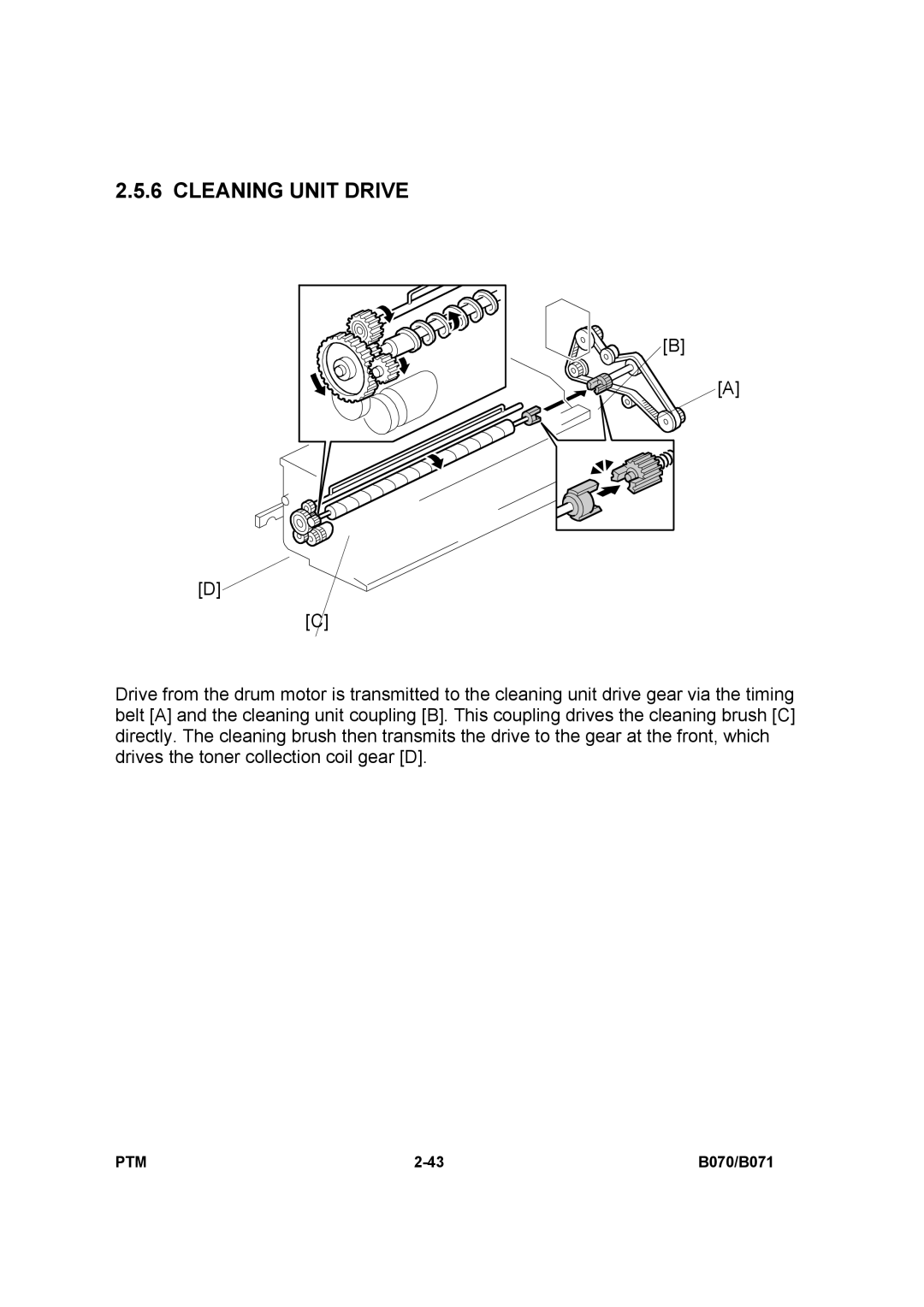 Toshiba E-STUDIO900 manual Cleaning Unit Drive 