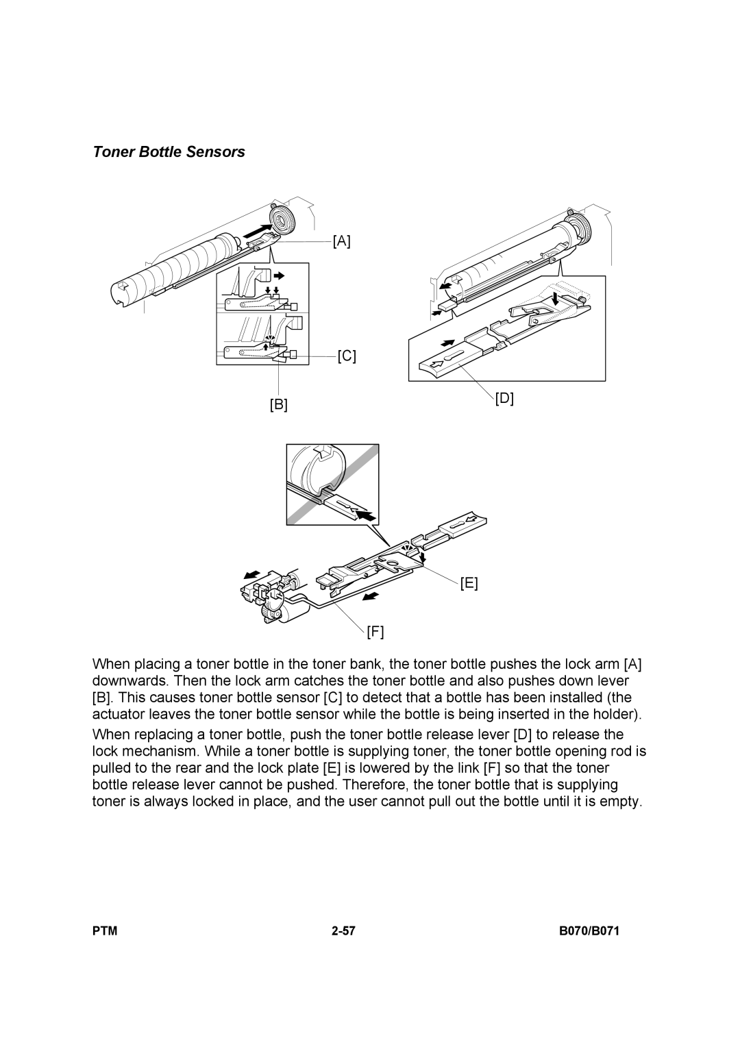 Toshiba E-STUDIO900 manual Toner Bottle Sensors 