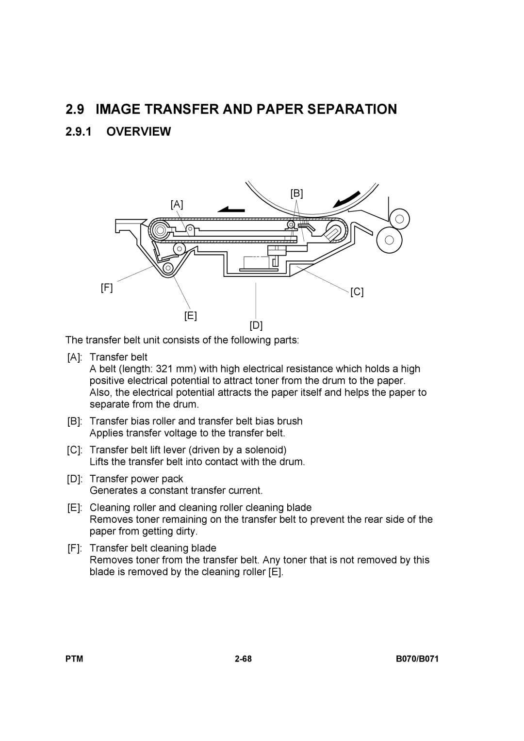 Toshiba E-STUDIO900 manual Image Transfer and Paper Separation, Overview 