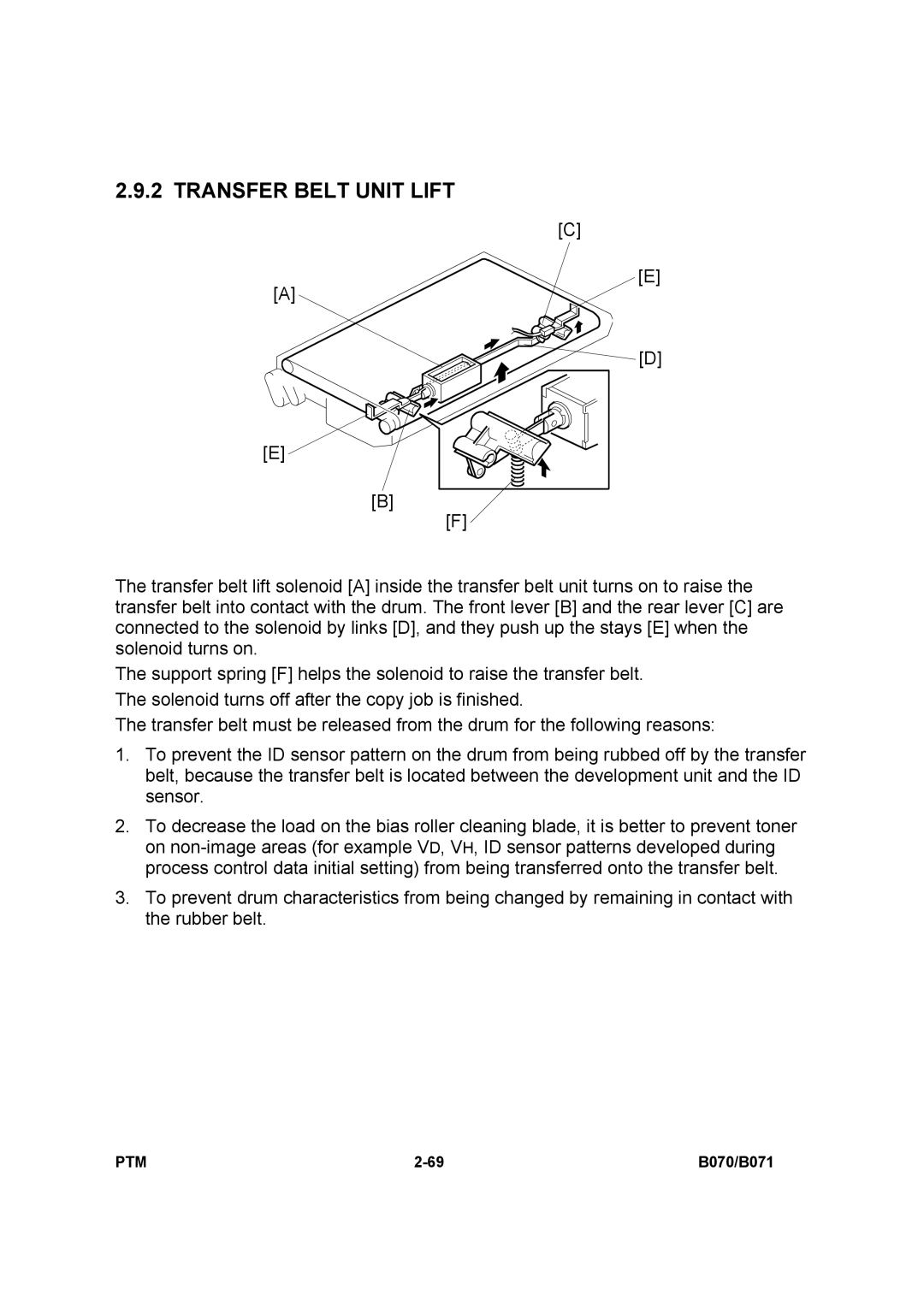 Toshiba E-STUDIO900 manual Transfer Belt Unit Lift 