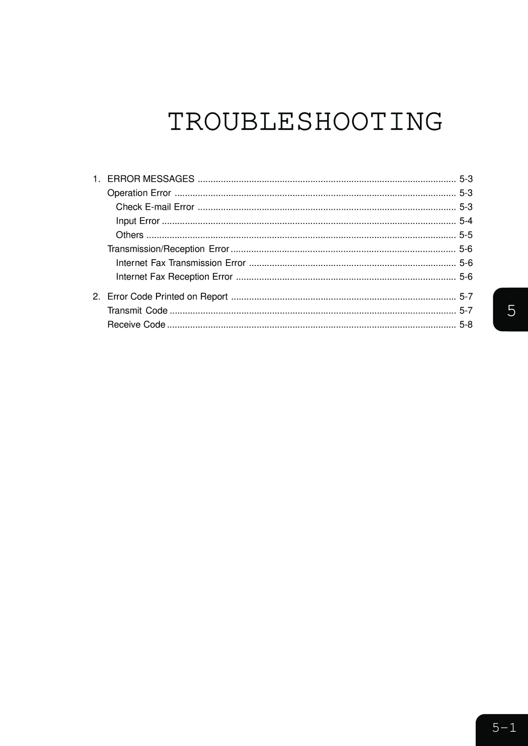 Toshiba E1-17063A manual Troubleshooting 