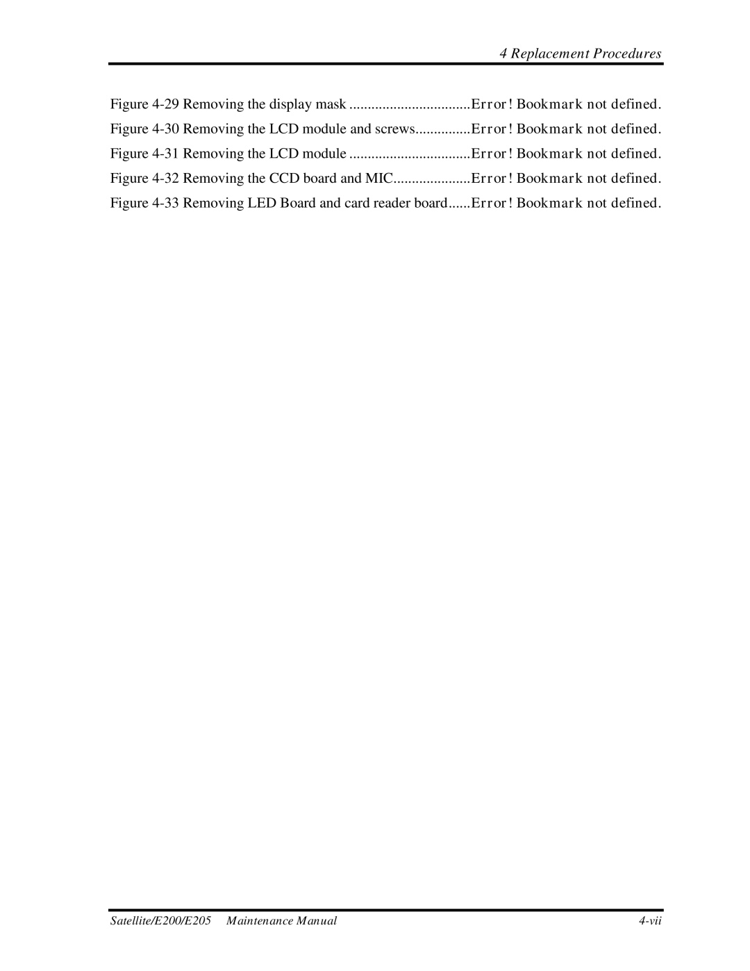 Toshiba E205 manual Removing the display mask 