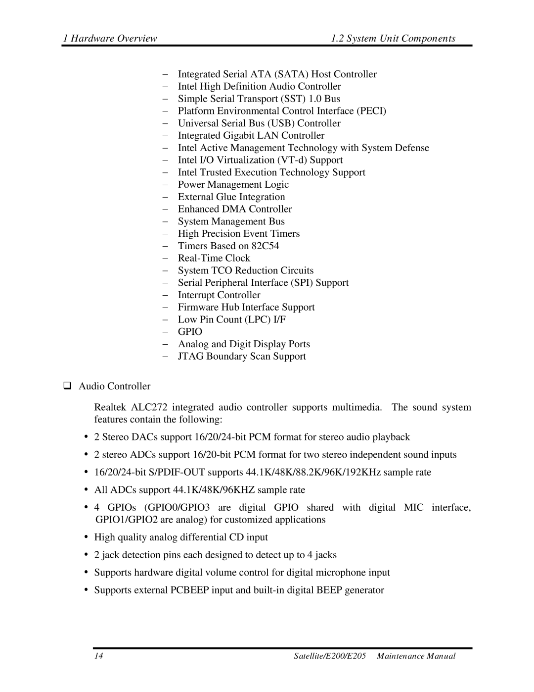 Toshiba E205 manual Gpio 