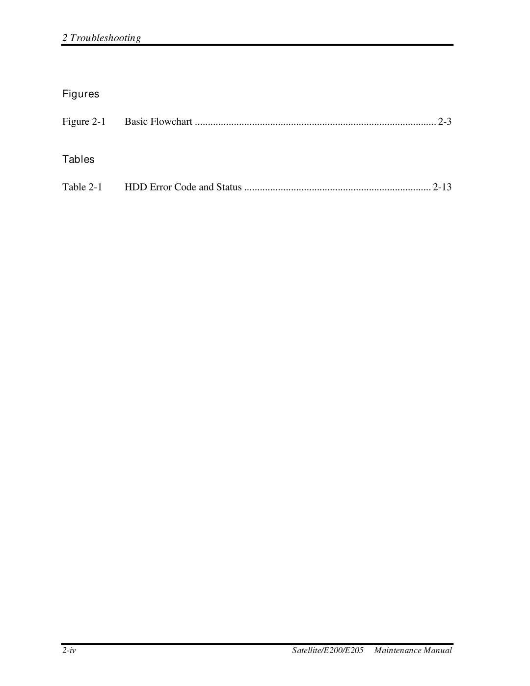 Toshiba E205 manual HDD Error Code and Status 