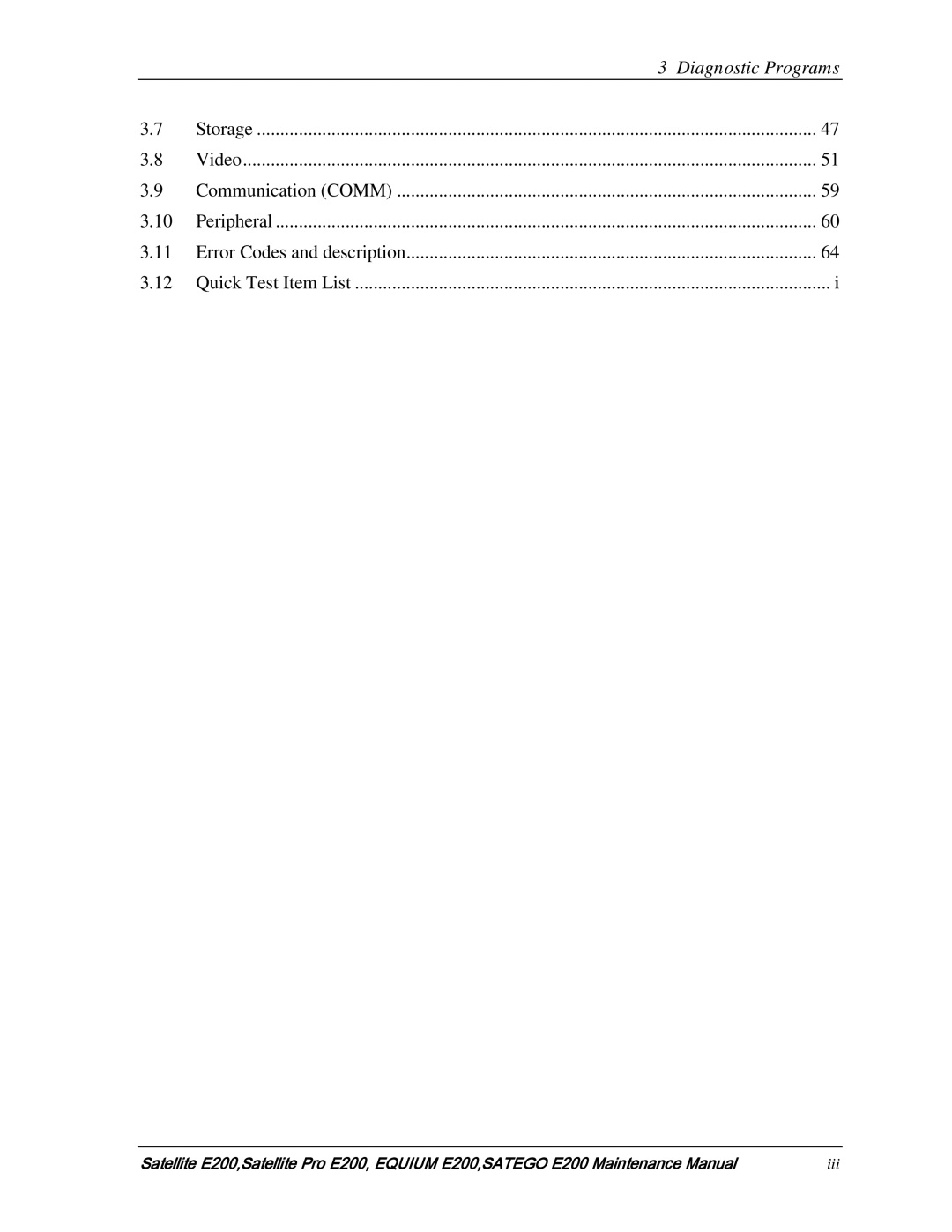 Toshiba E205 manual Iii 