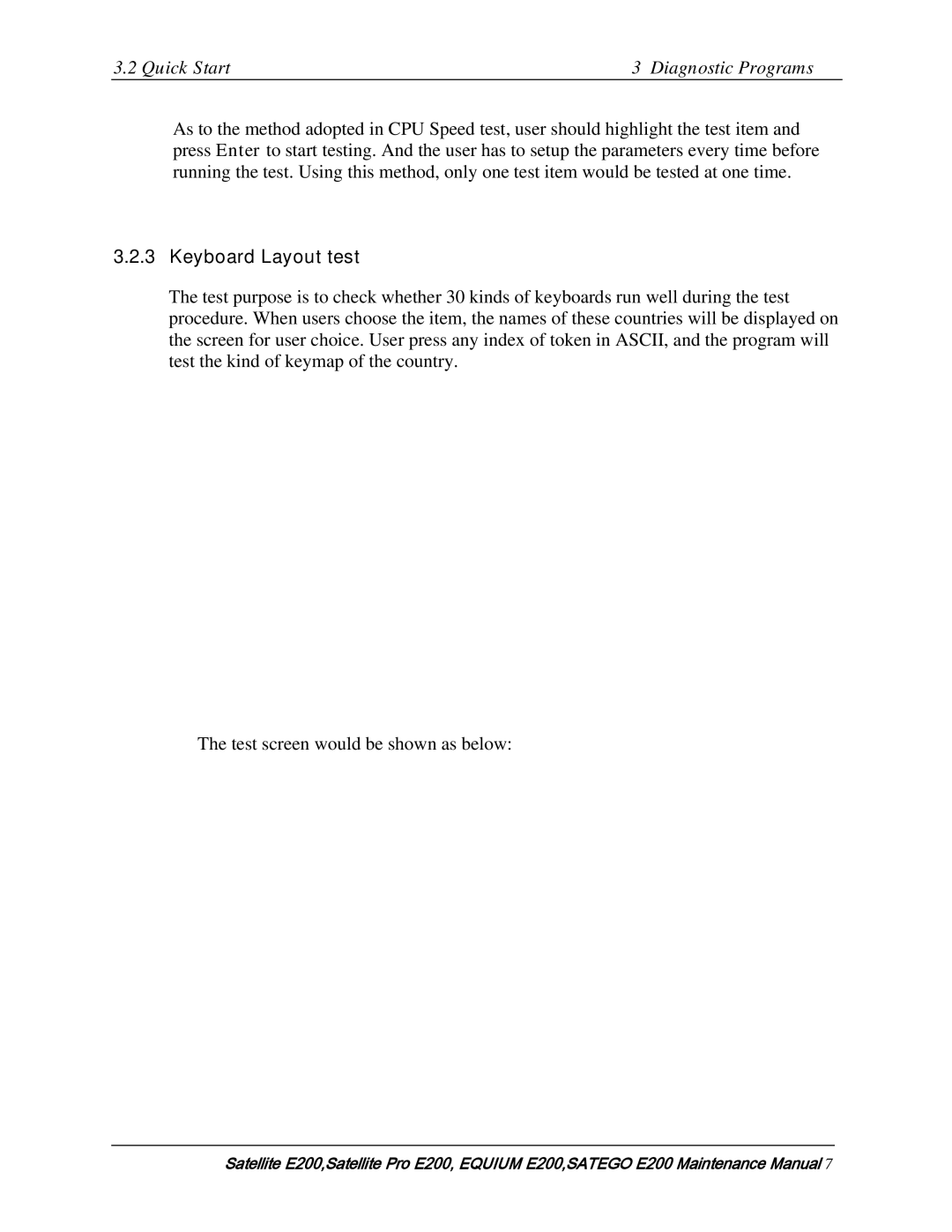 Toshiba E205 manual Keyboard Layout test 