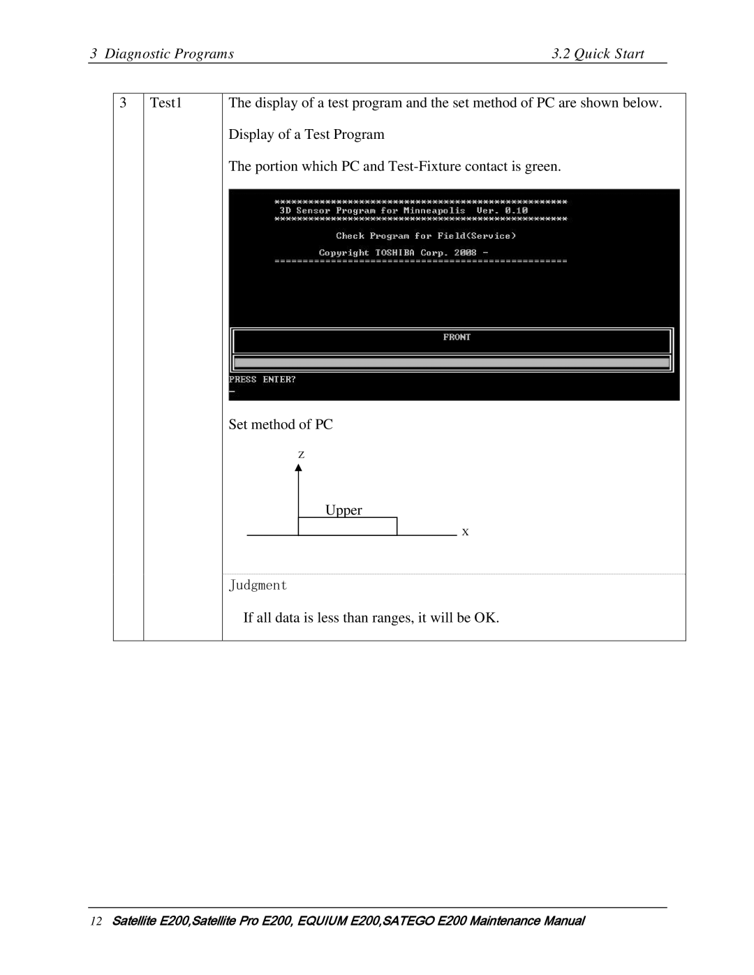 Toshiba E205 manual If all data is less than ranges, it will be OK 