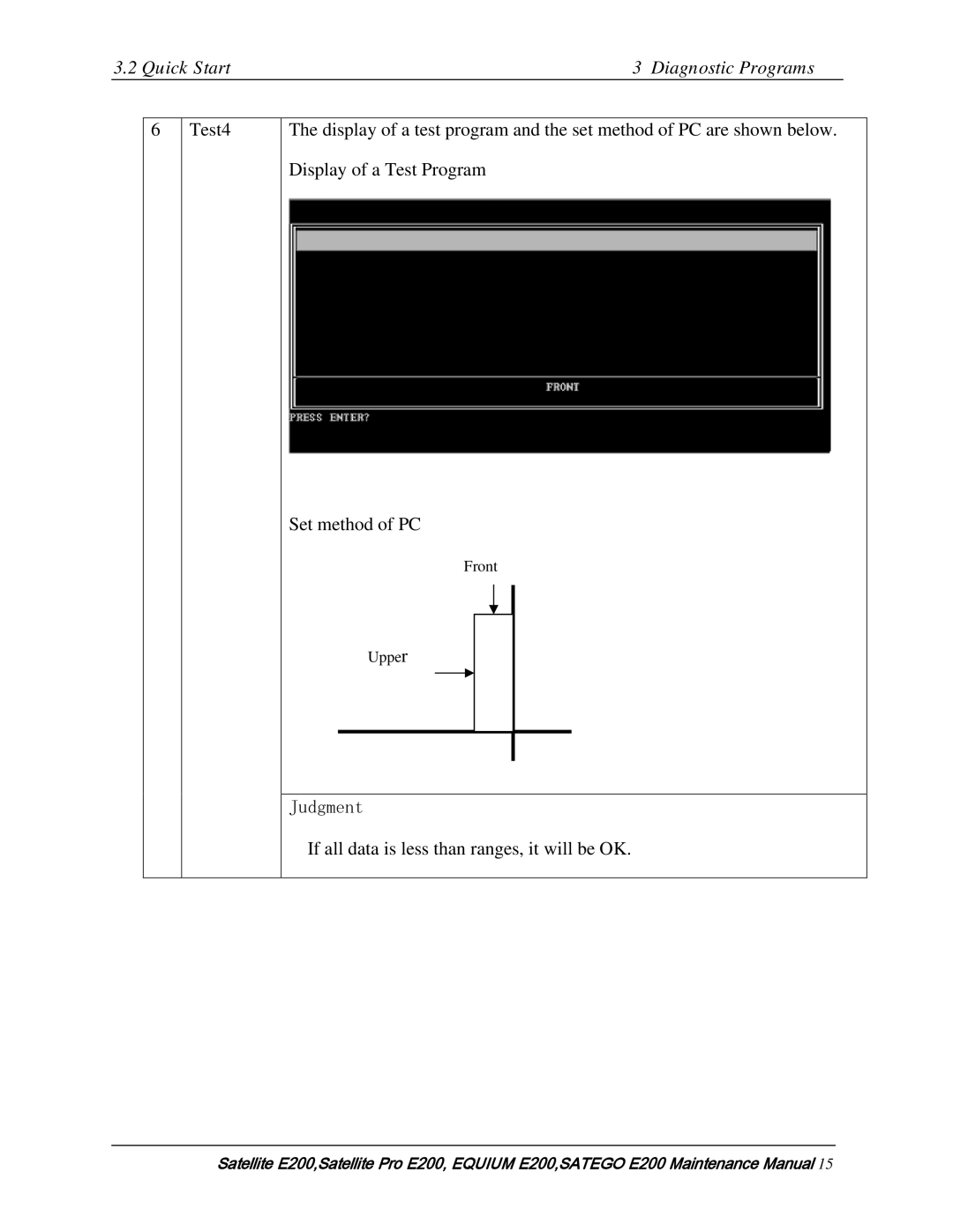 Toshiba E205 manual Front Upper 