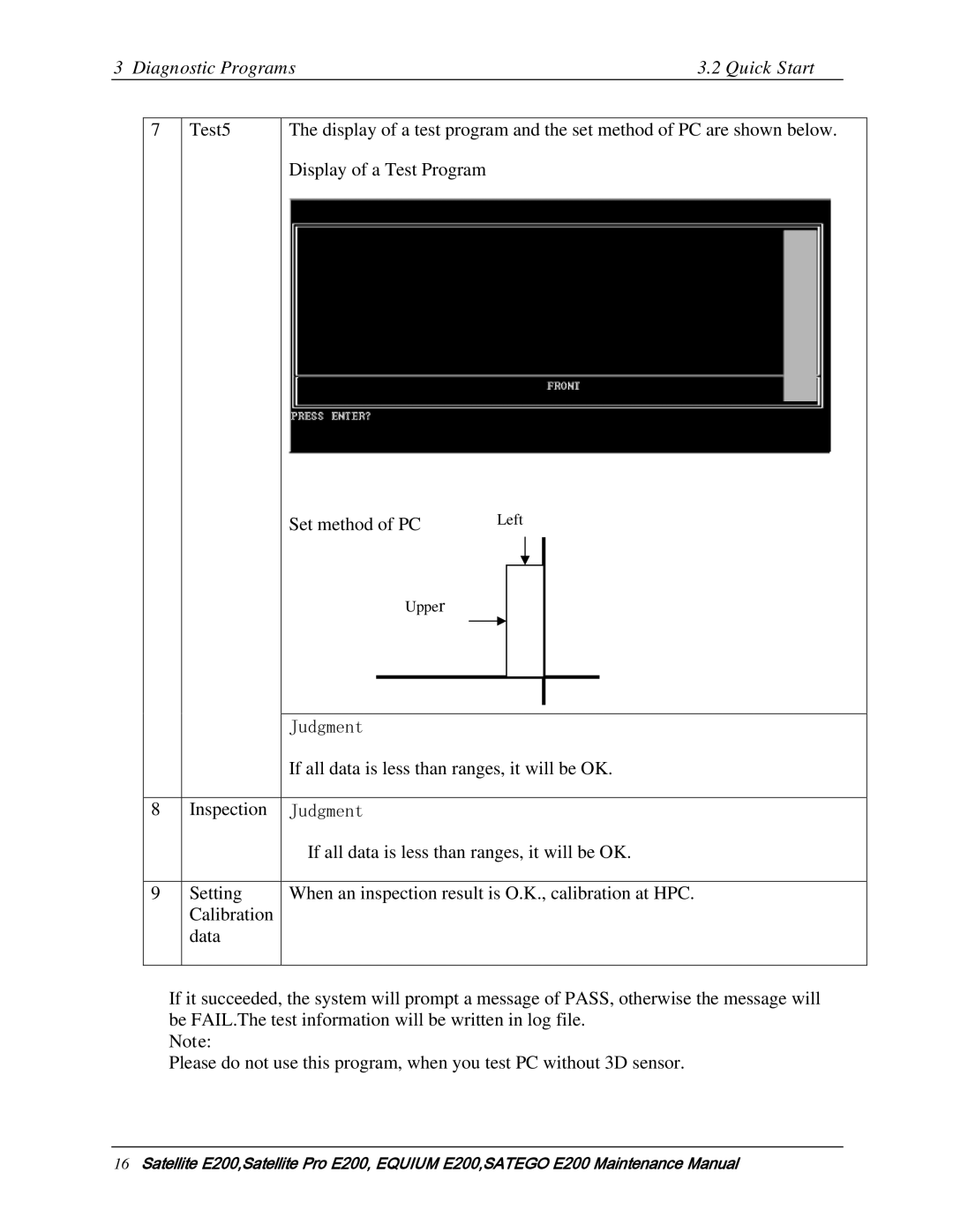 Toshiba E205 manual Left 