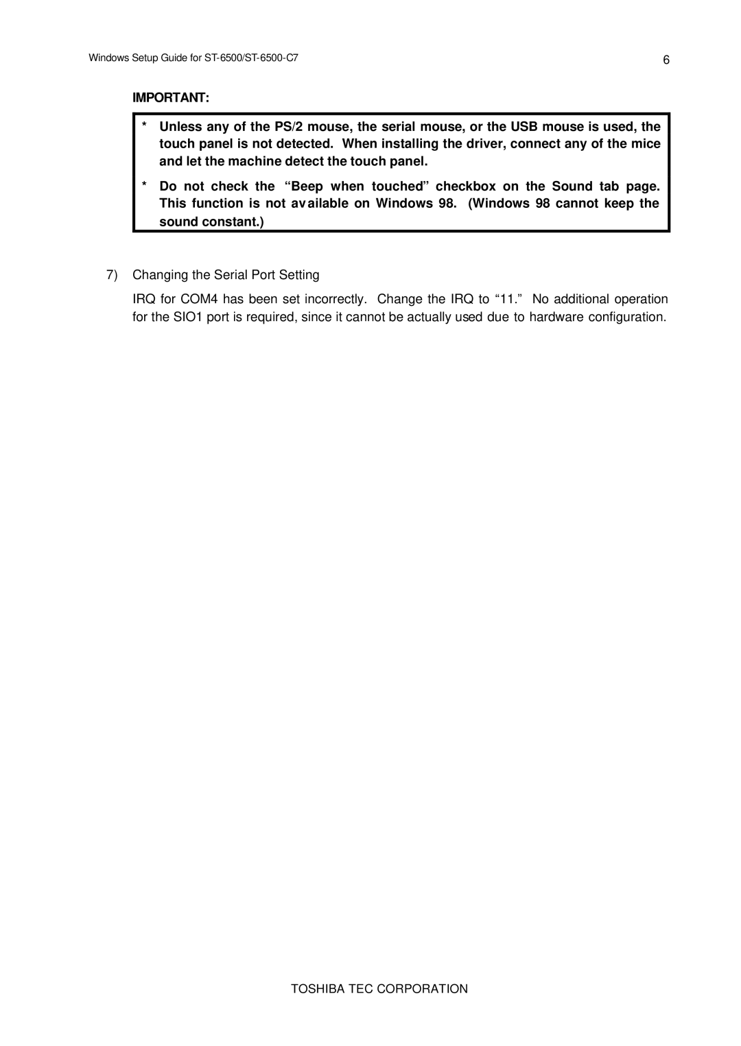 Toshiba E2711 setup guide Toshiba TEC Corporation 