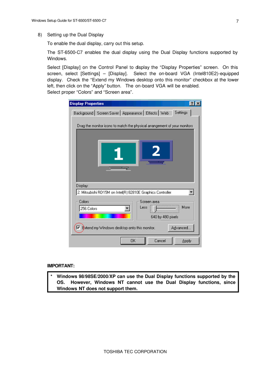 Toshiba E2711 setup guide Toshiba TEC Corporation 