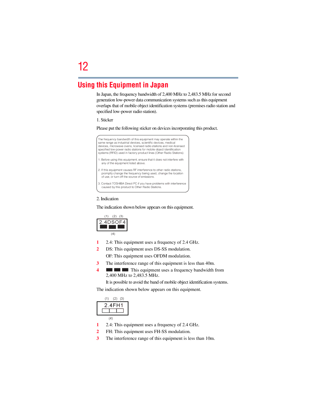 Toshiba E300 manual Using this Equipment in Japan, 4DSOF4 