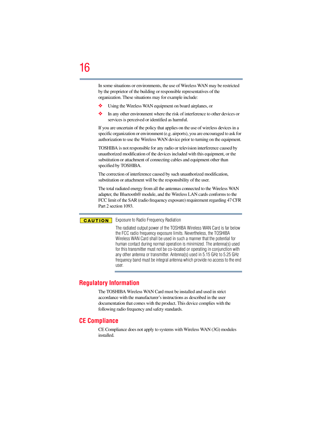 Toshiba E300 manual Regulatory Information, CE Compliance 