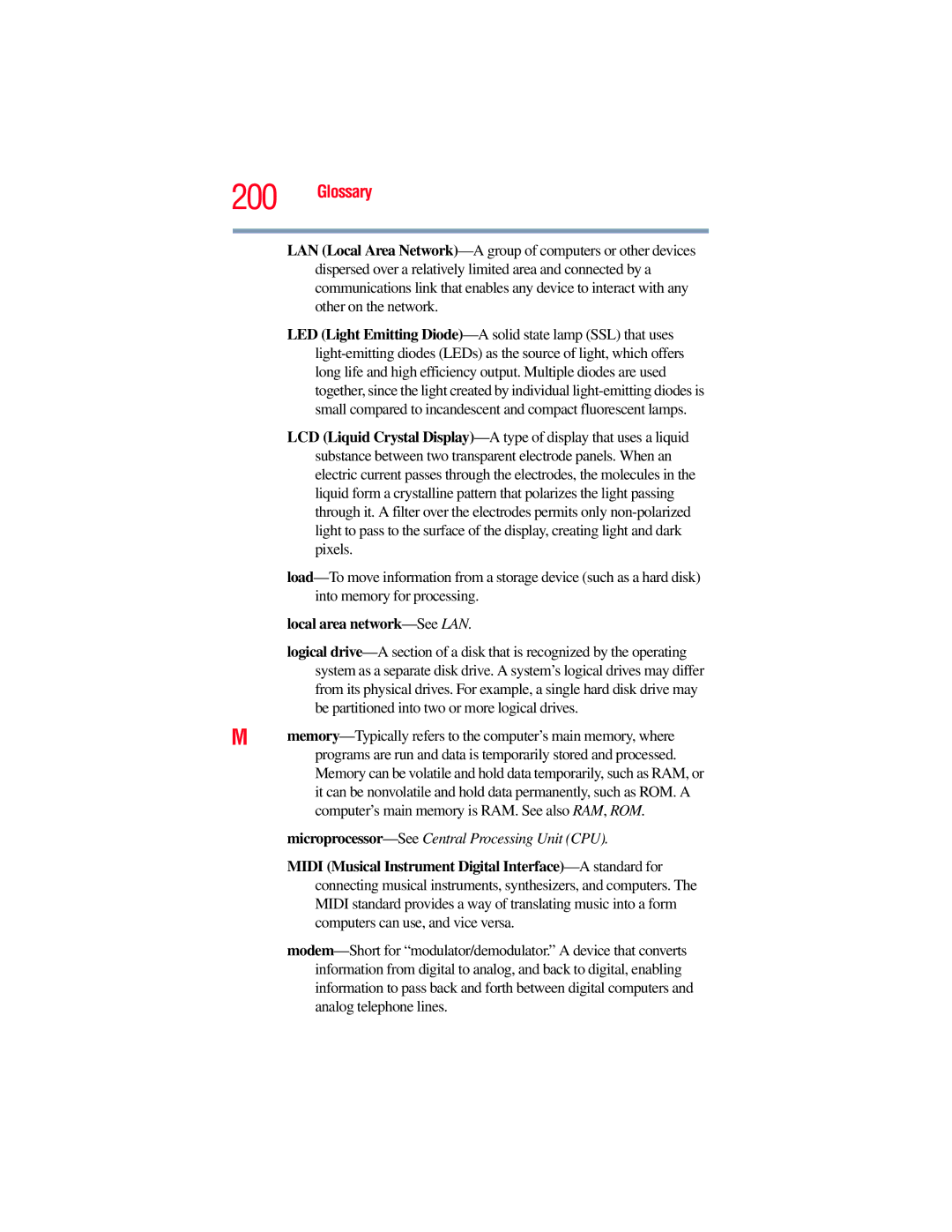 Toshiba E300 manual Local area network-SeeLAN, Midi Musical Instrument Digital Interface-A standard for 