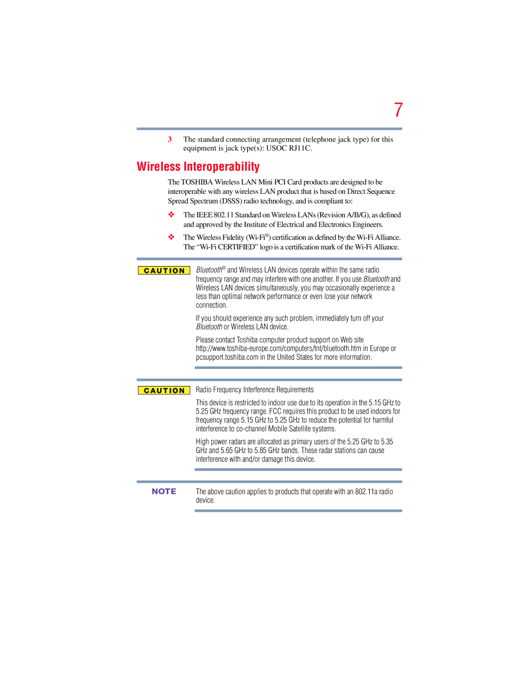 Toshiba E300 manual Wireless Interoperability 