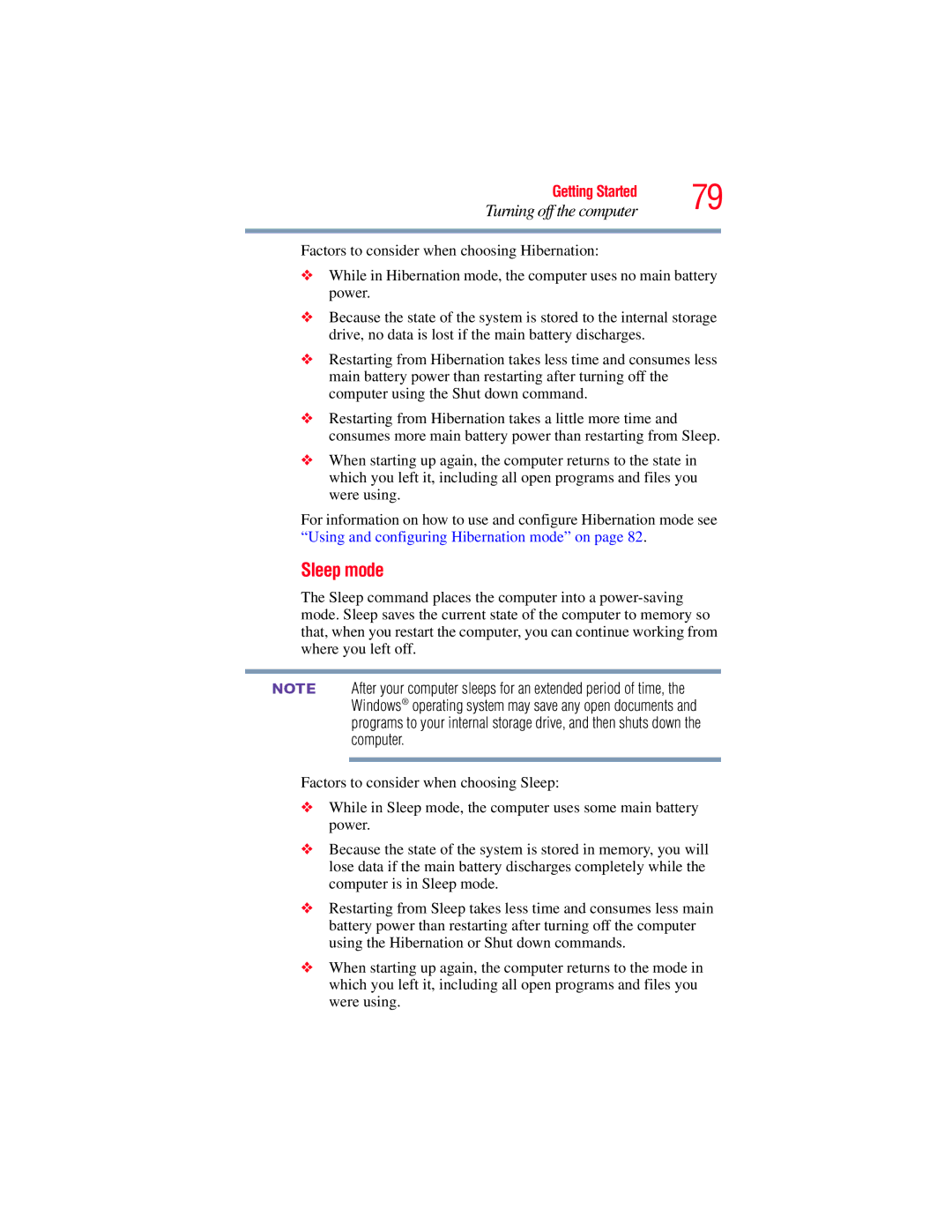 Toshiba E300 manual Sleep mode 