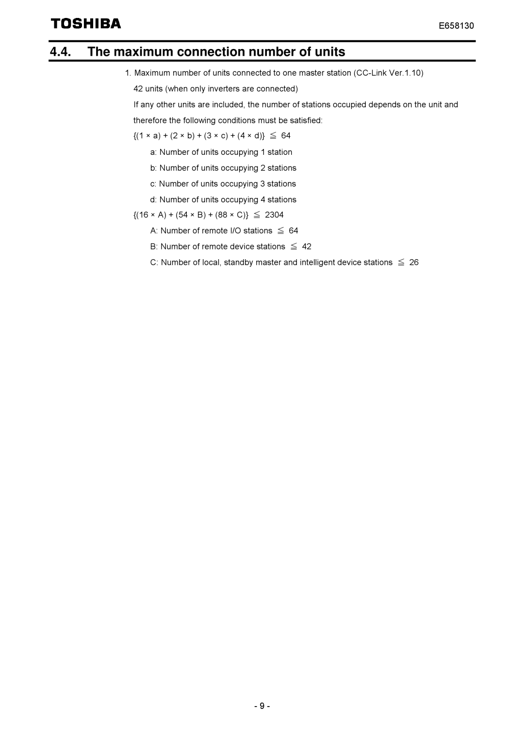 Toshiba E6581830 instruction manual Maximum connection number of units 