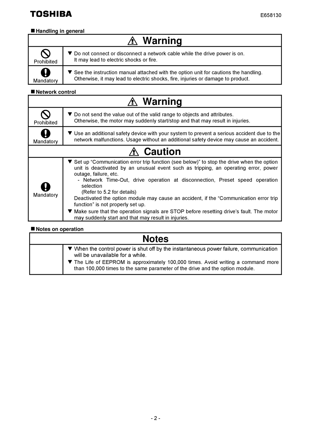 Toshiba E6581830 instruction manual Handling in general 