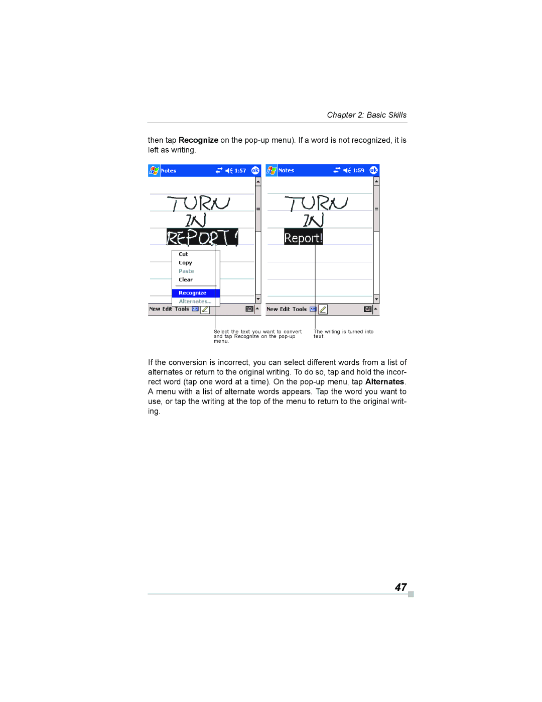 Toshiba e805, e800 manual Basic Skills 