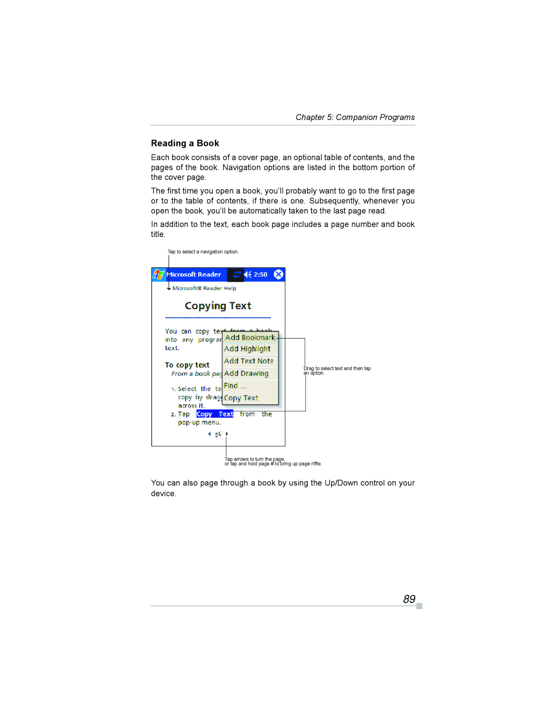 Toshiba e805, e800 manual Reading a Book 