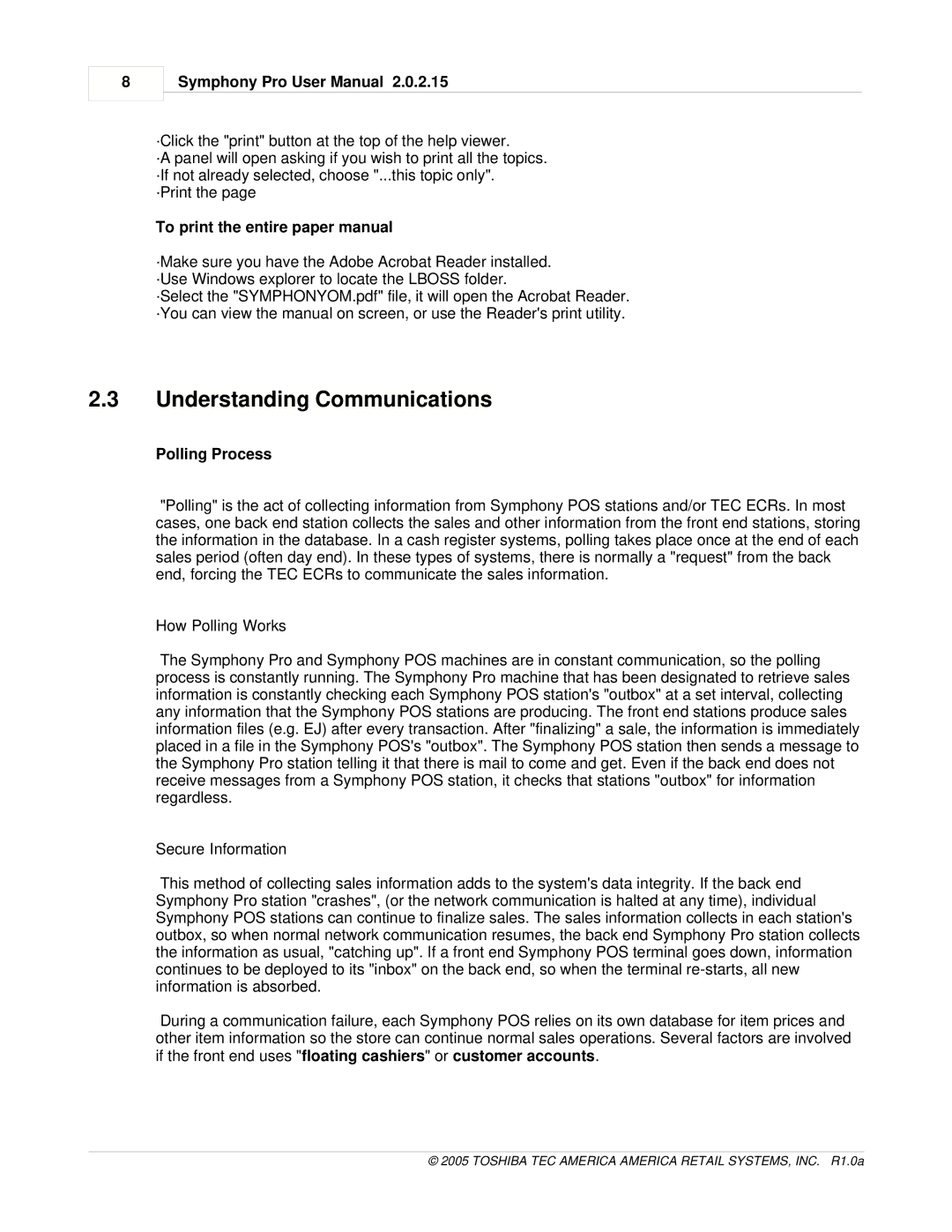 Toshiba Electric Keyboard owner manual Understanding Communications, To print the entire paper manual, Polling Process 